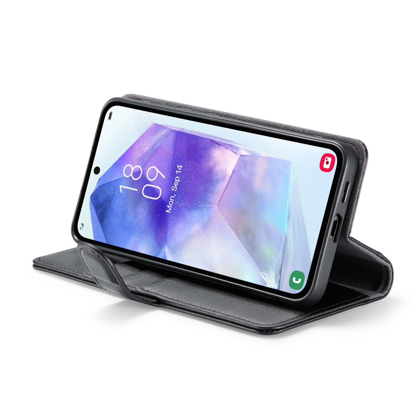 Samsung Galaxy A35 Pungetui i ægte læder, Sort