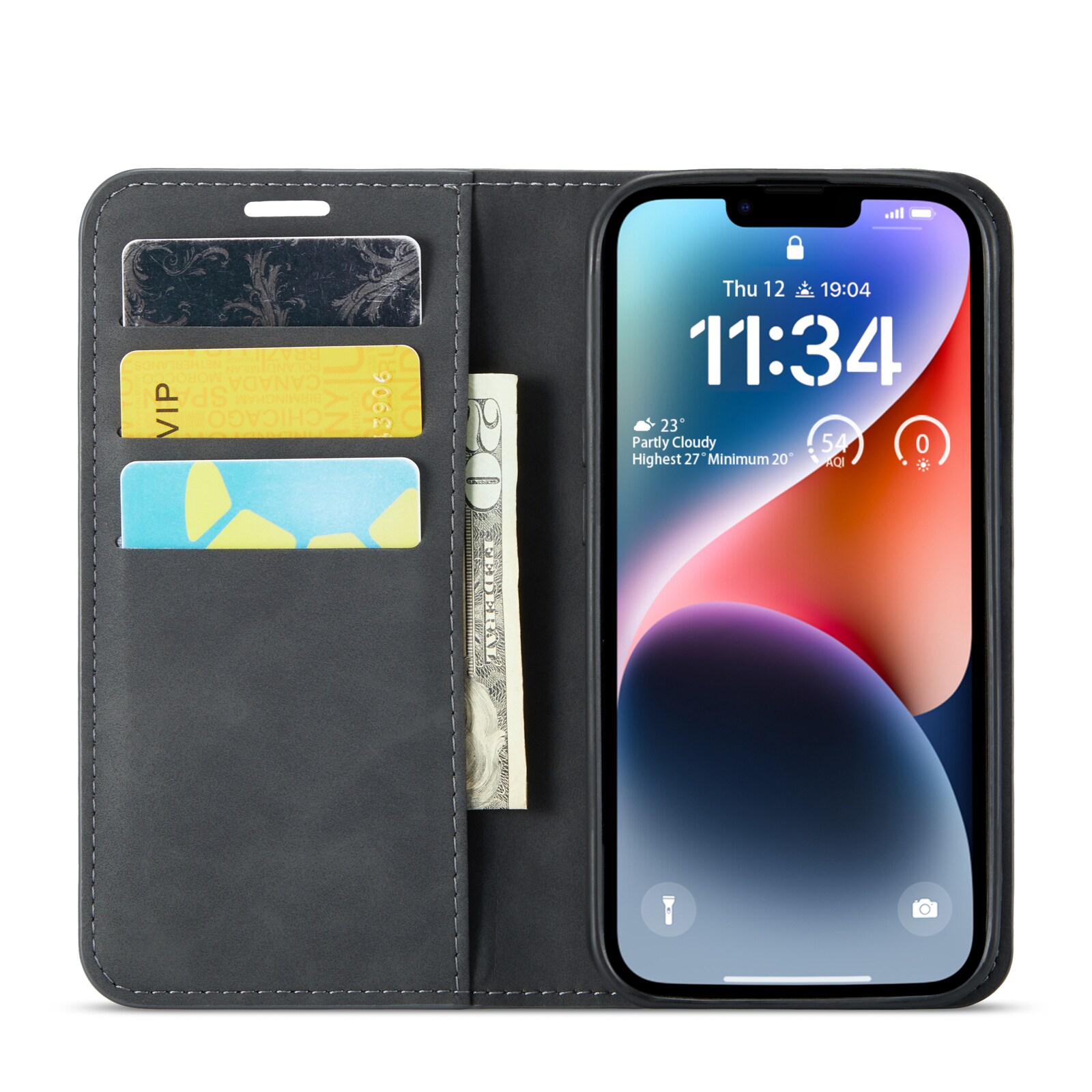 iPhone 13 Slankt etui med kortholder, Sort