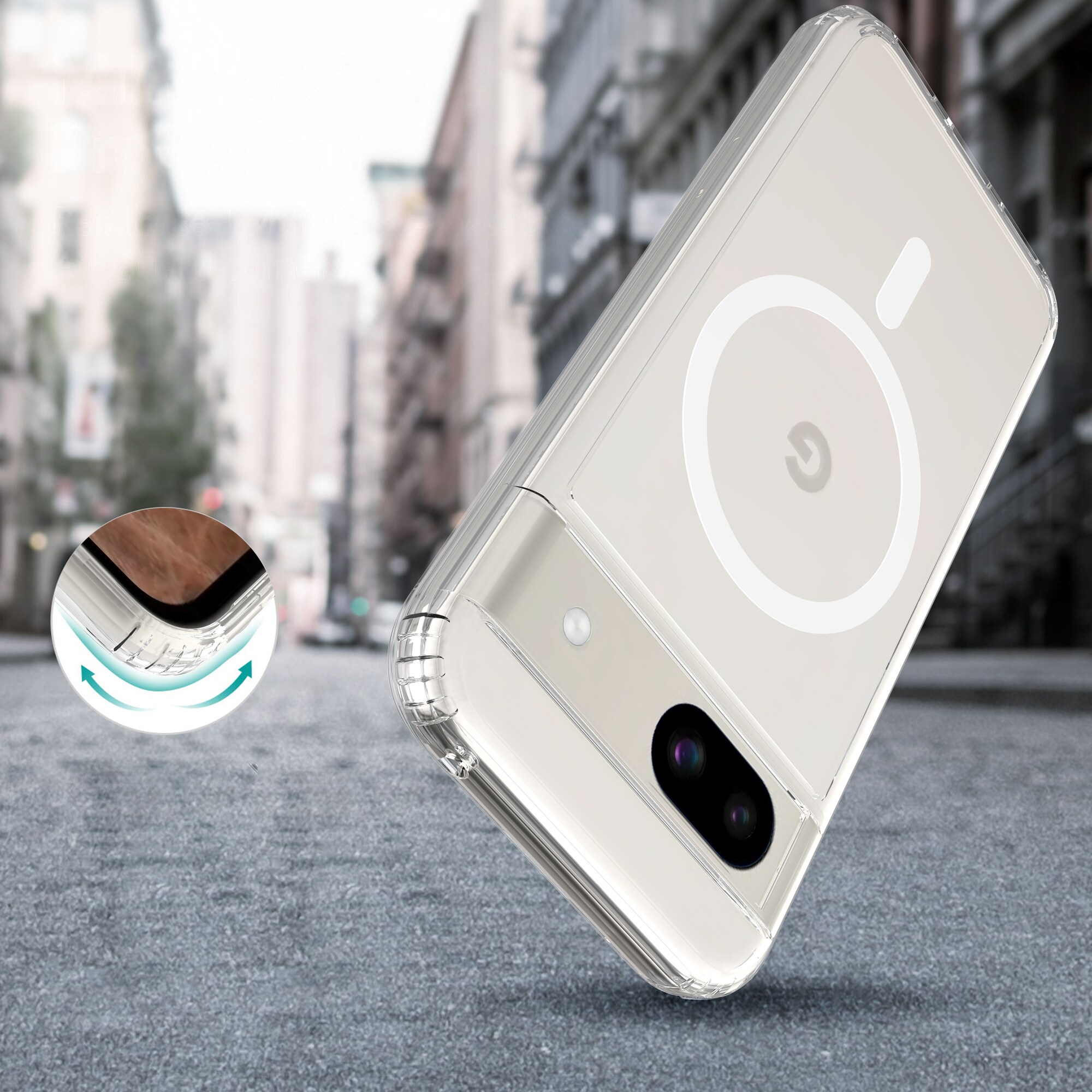 Google Pixel 8a MagSafe Hybrid-cover, Gennemsigtig