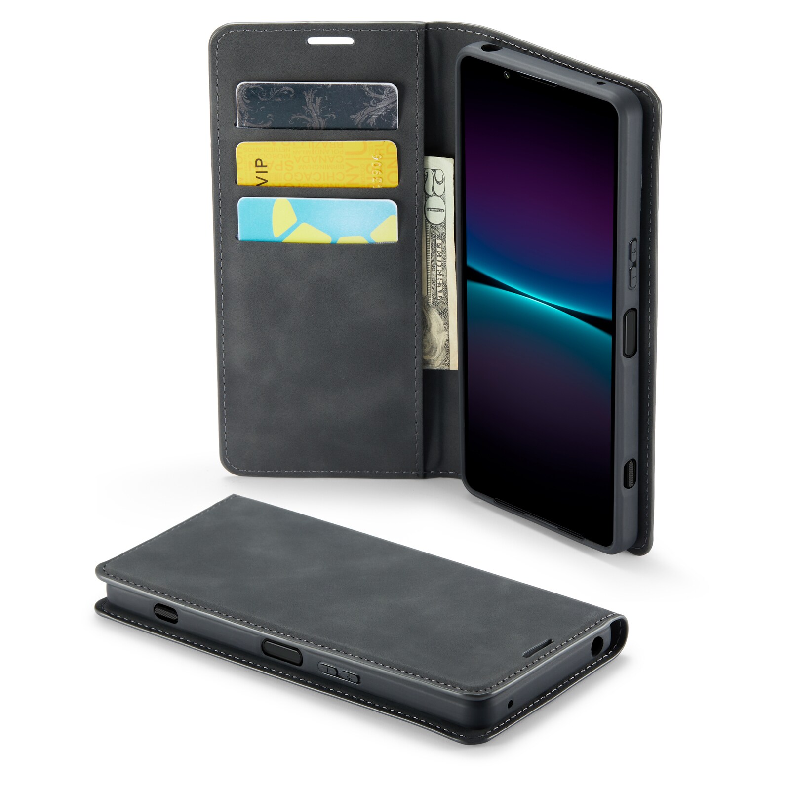 Sony Xperia 1 VI Slankt etui med kortholder, Sort