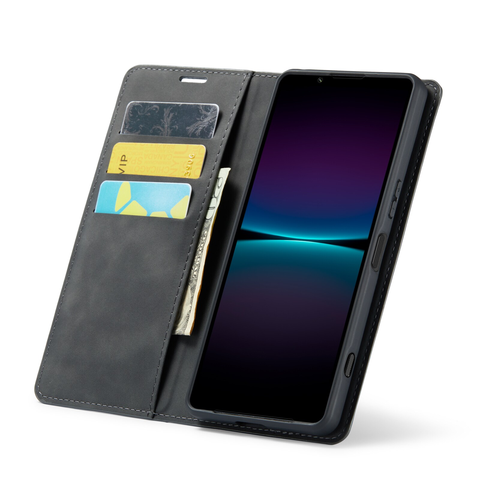 Sony Xperia 1 VII Slankt etui med kortholder, Sort