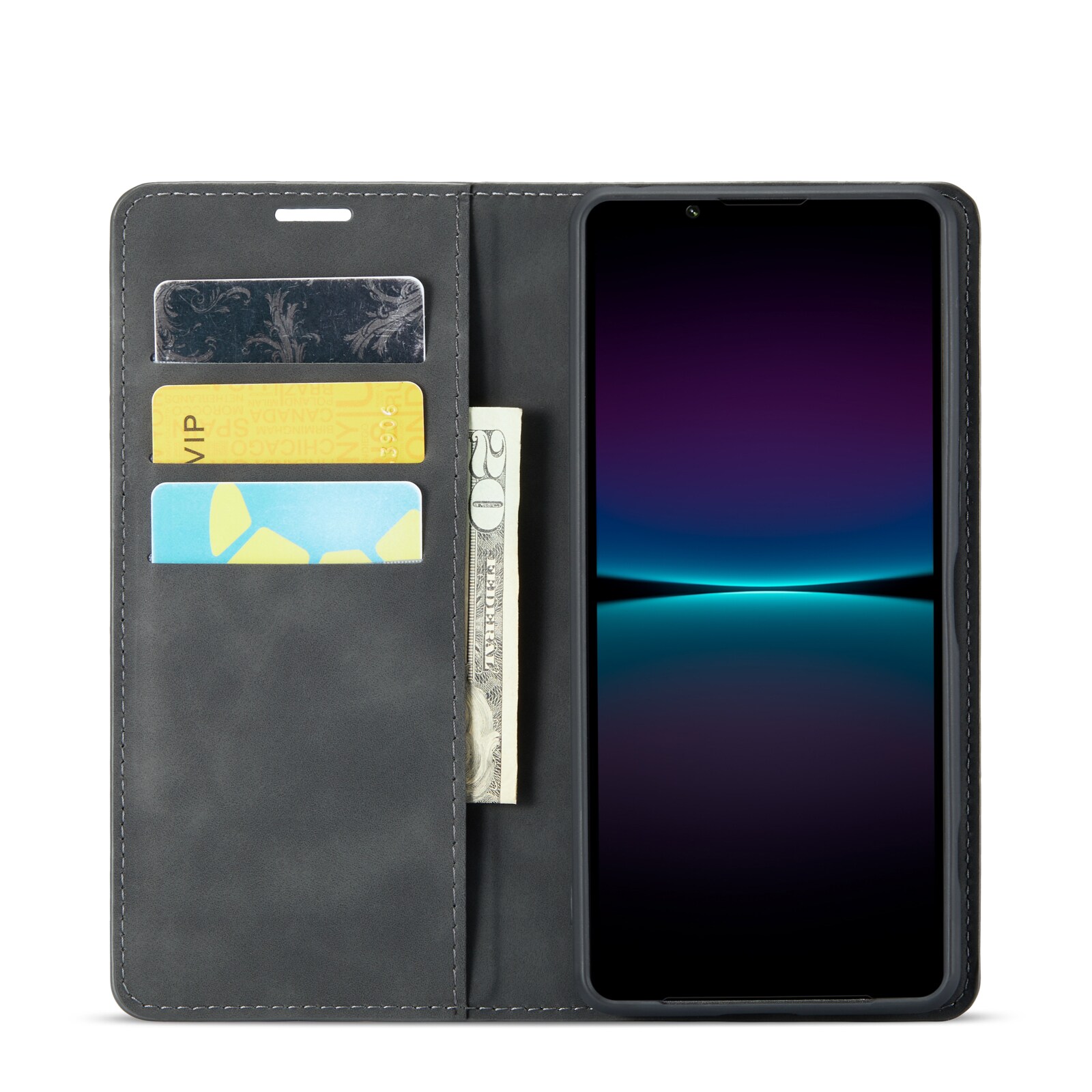 Sony Xperia 1 VI Slankt etui med kortholder, Sort
