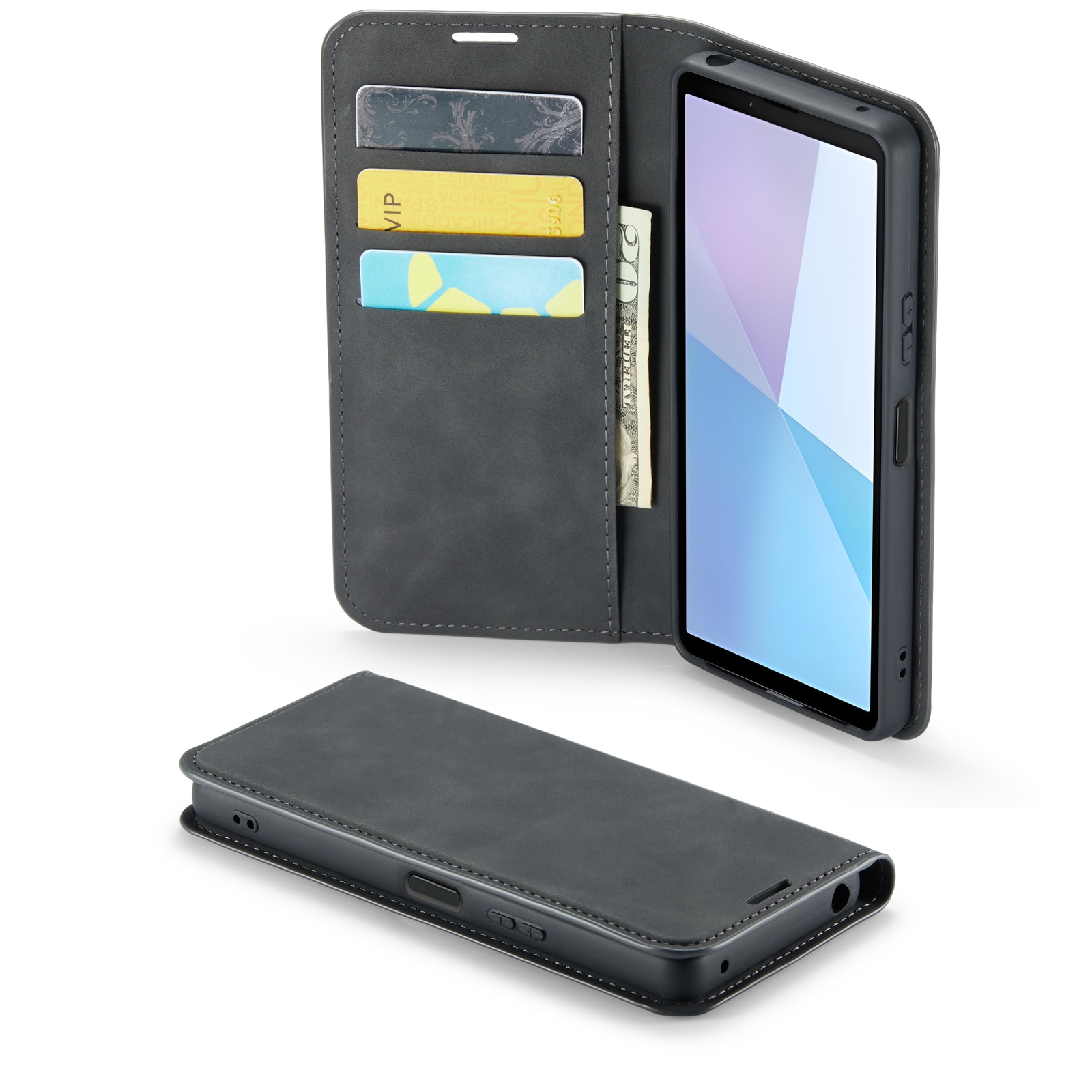 Sony Xperia 10 VI Slankt etui med kortholder, Sort