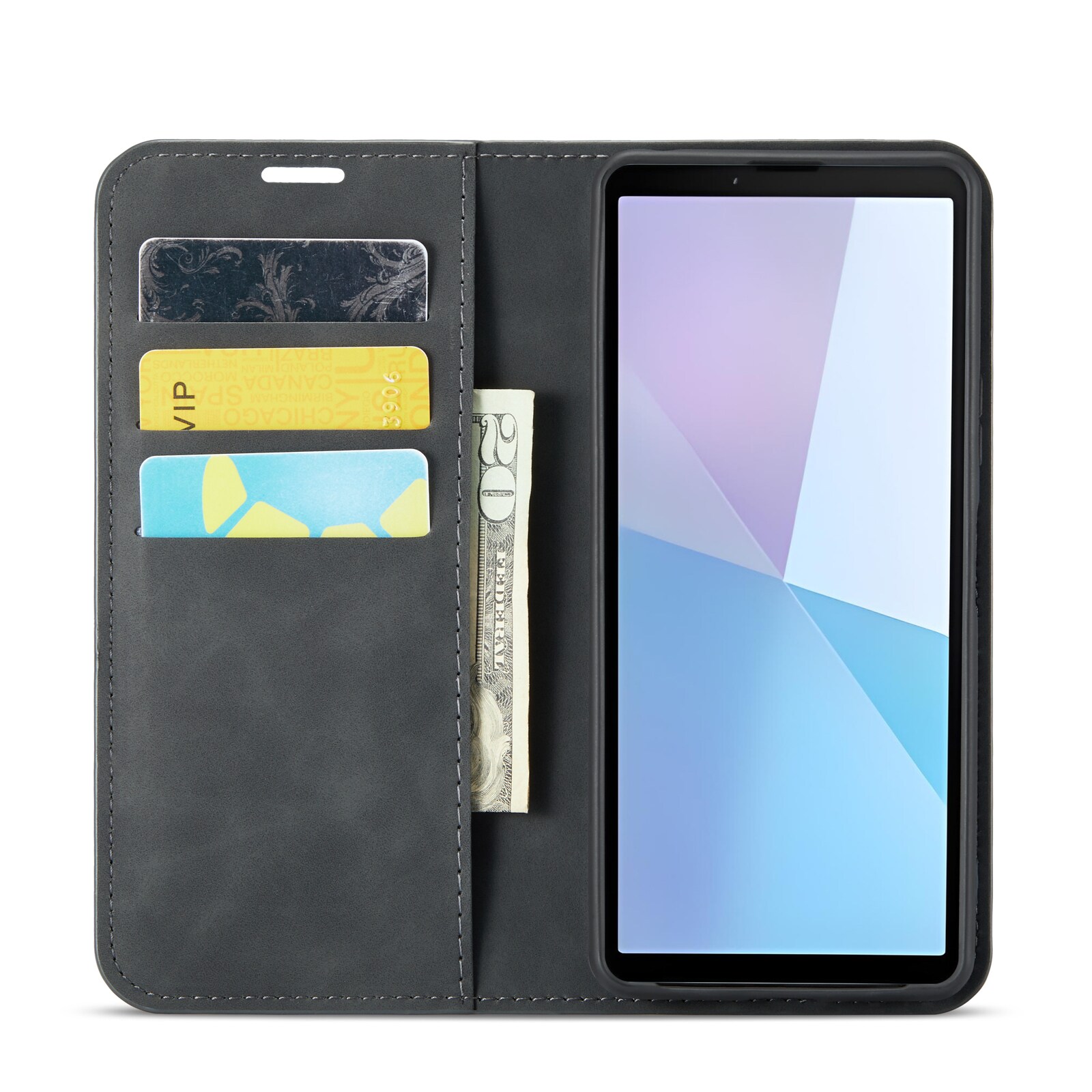 Sony Xperia 10 VI Slankt etui med kortholder, Sort