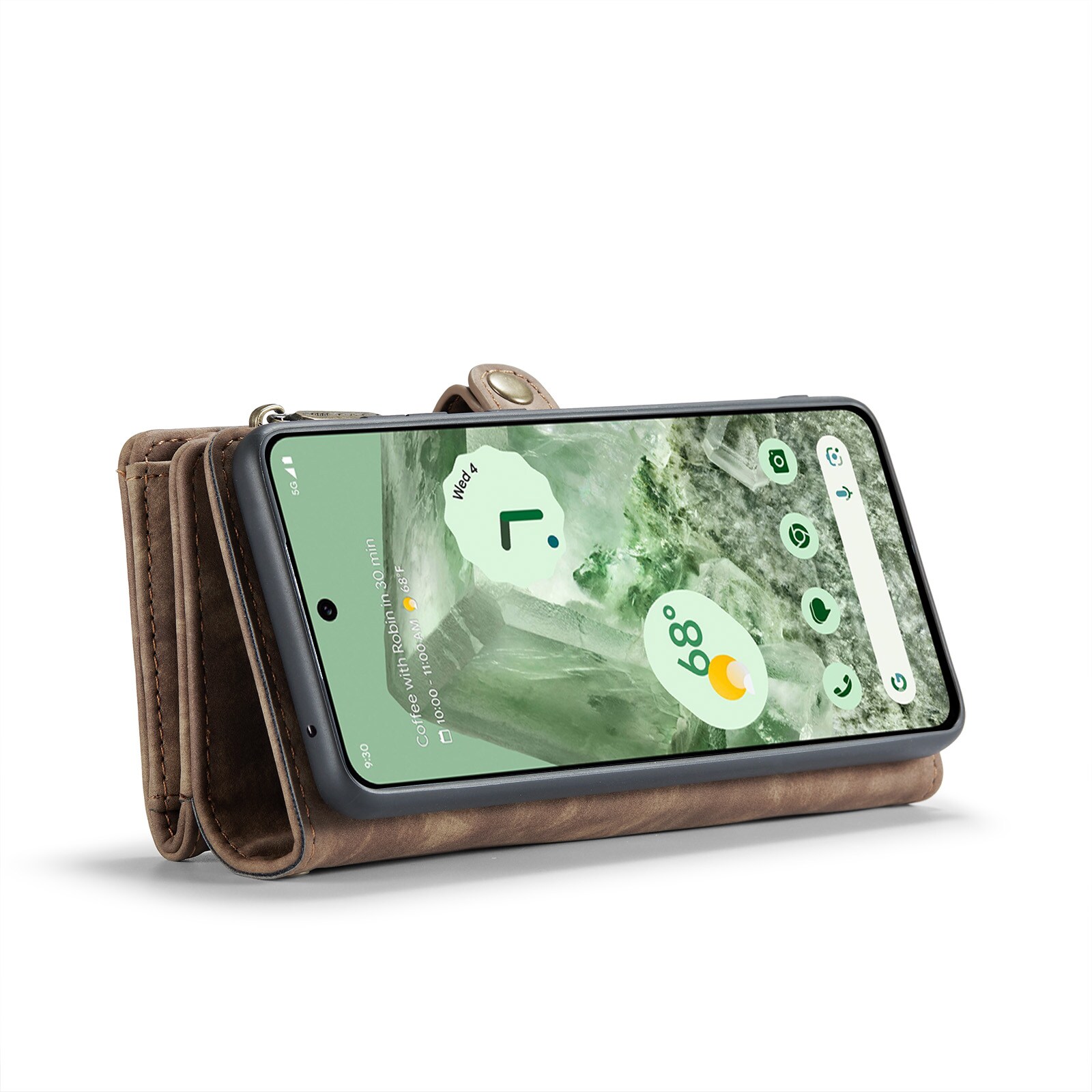 Google Pixel 8a Rummeligt pungetui med mange kortholdere, Brun