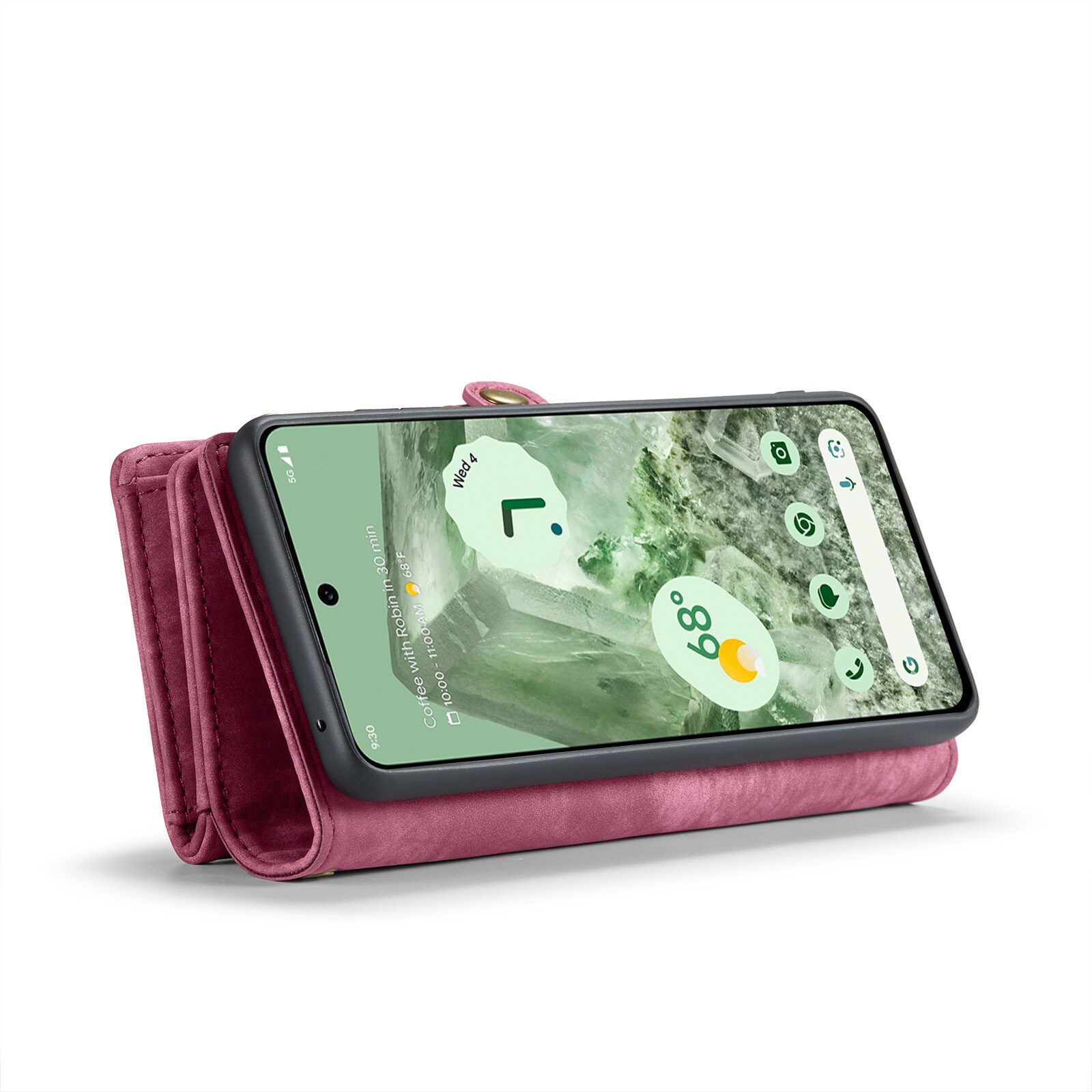 Google Pixel 8a Rummeligt pungetui med mange kortholdere, Rød