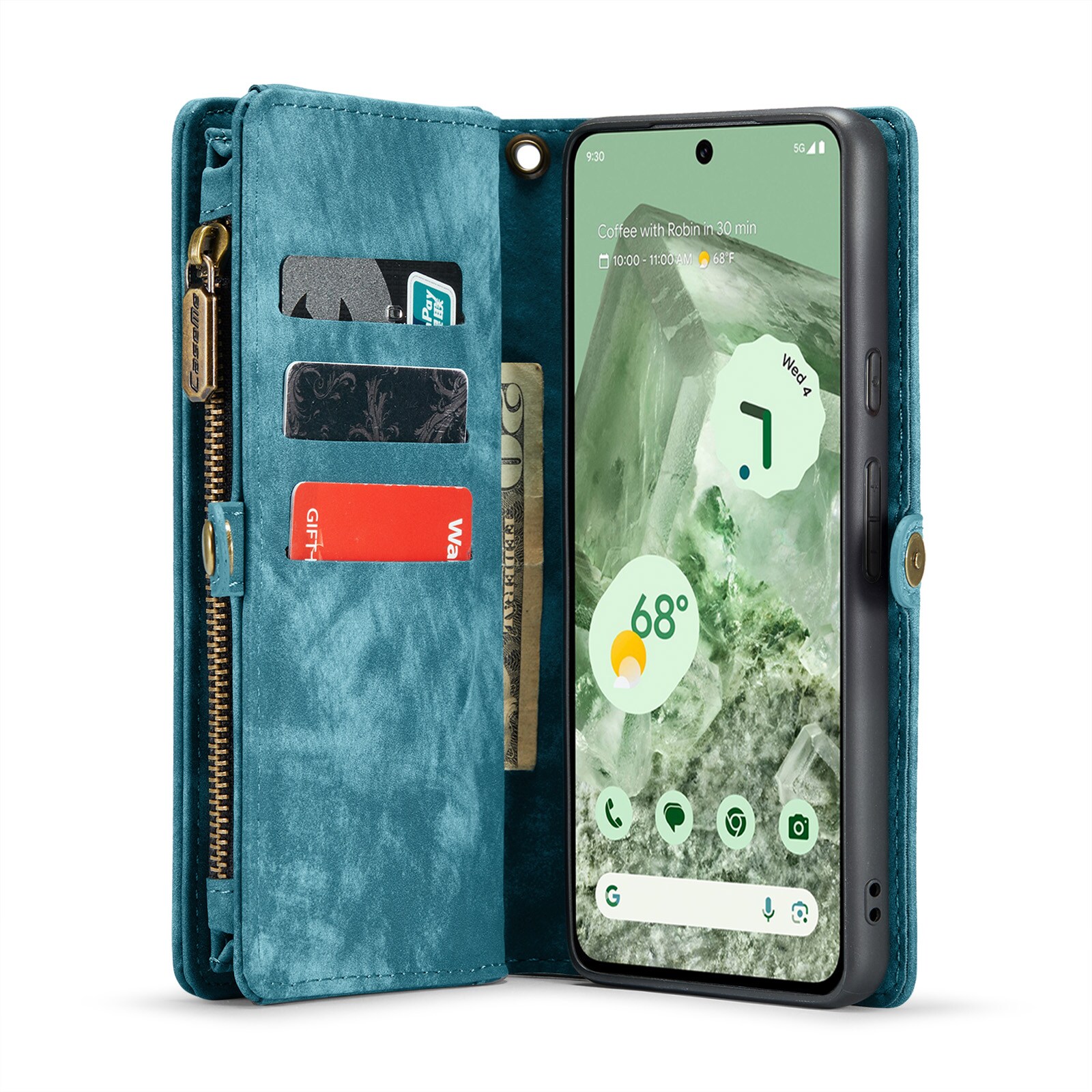 Google Pixel 8a Rummeligt pungetui med mange kortholdere, Blå