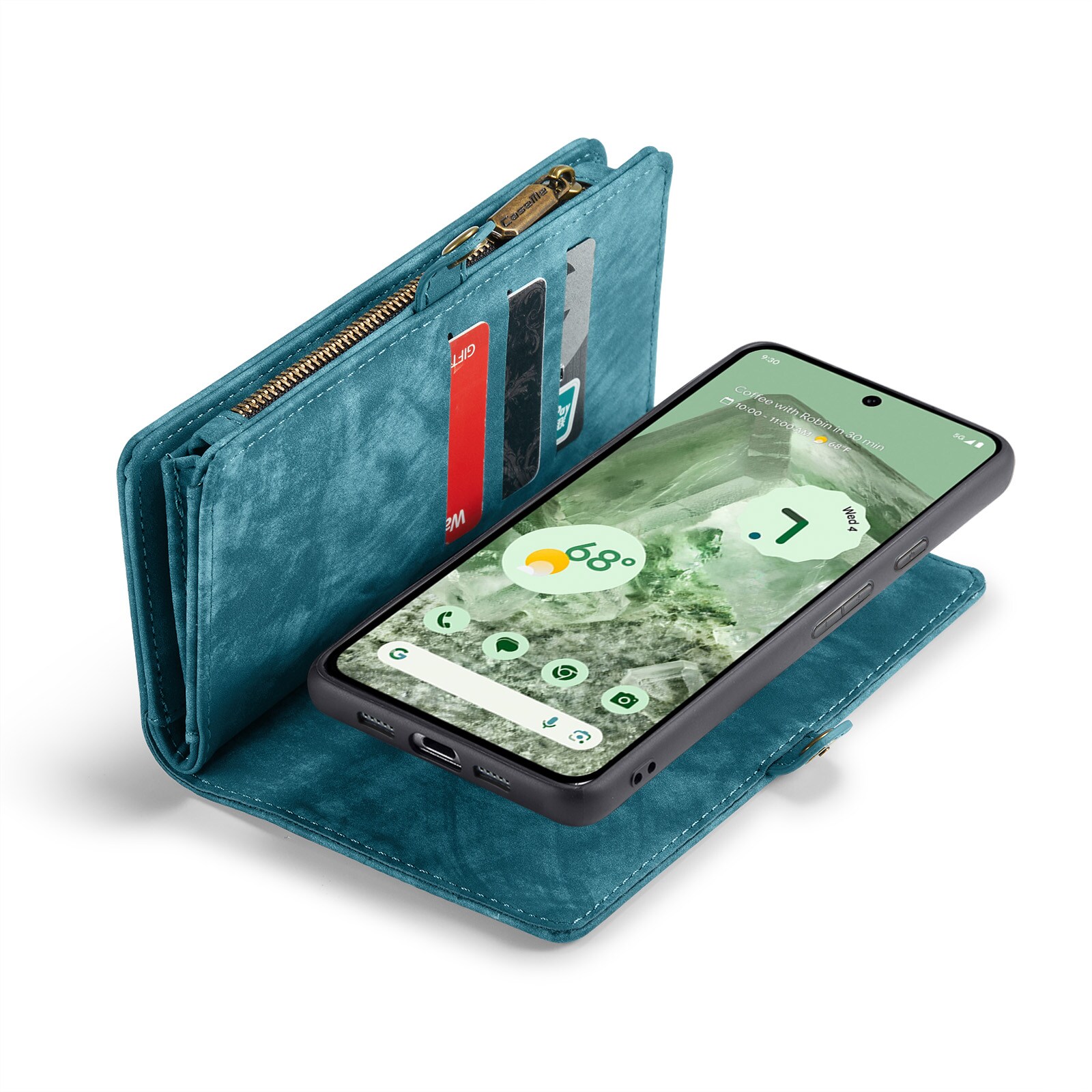 Google Pixel 8a Rummeligt pungetui med mange kortholdere, Blå