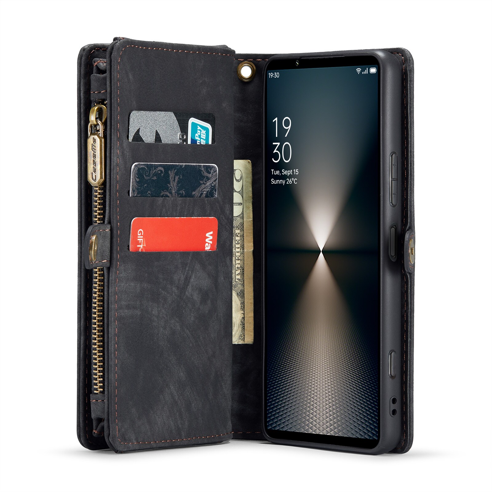 Sony Xperia 10 VI Rummeligt pungetui med mange kortholdere, Grå