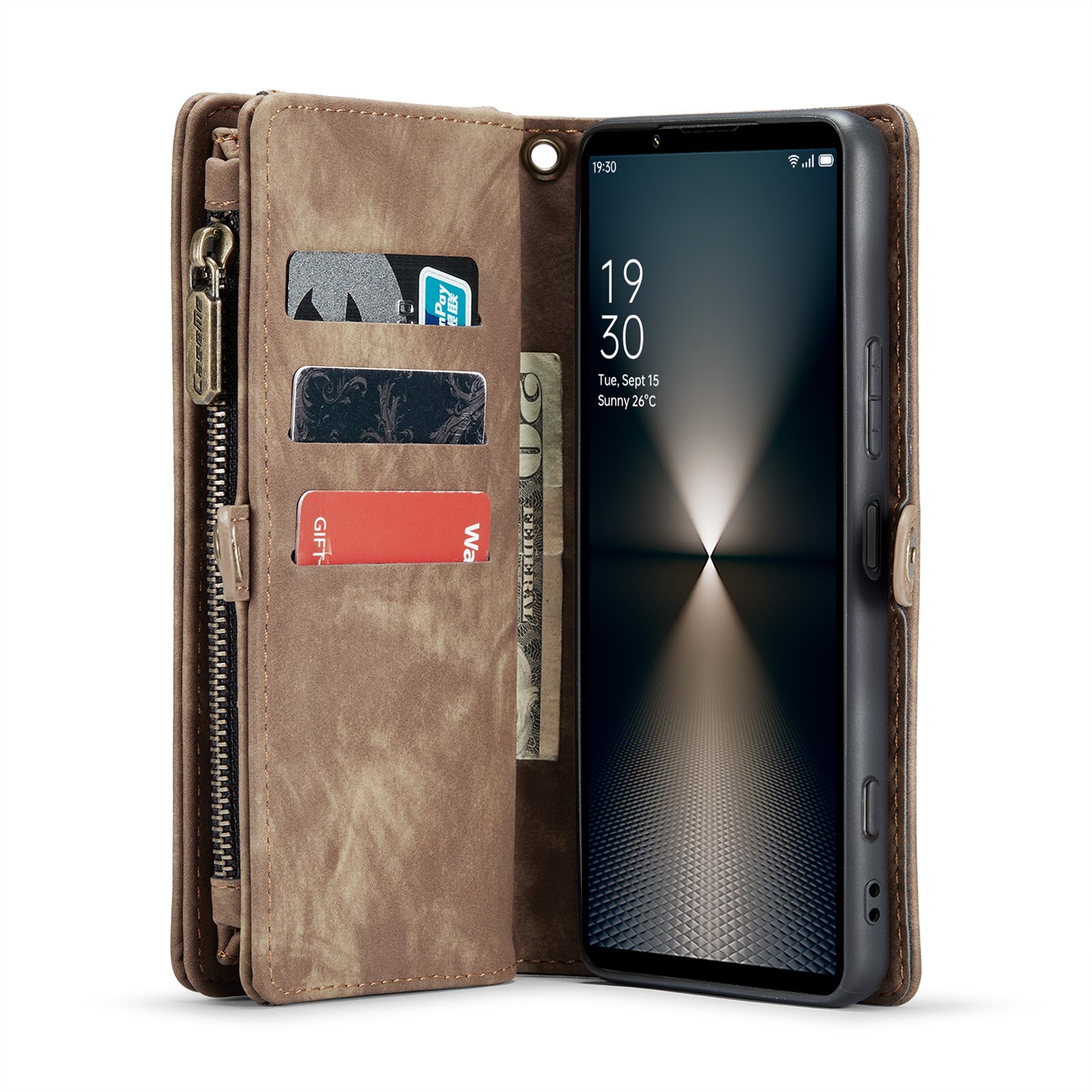Sony Xperia 10 VI Rummeligt pungetui med mange kortholdere, Brun