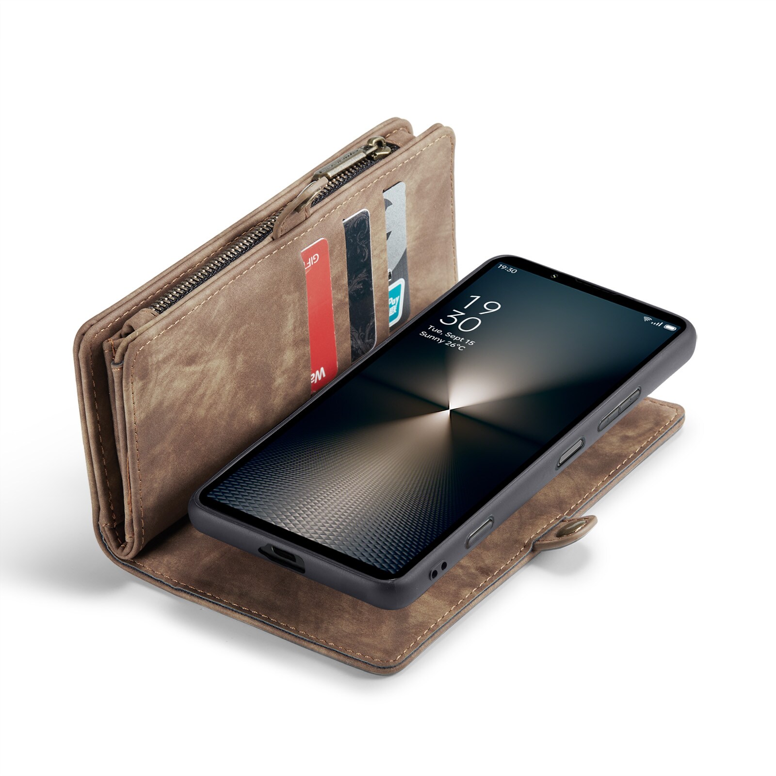 Sony Xperia 10 VI Rummeligt pungetui med mange kortholdere, Brun