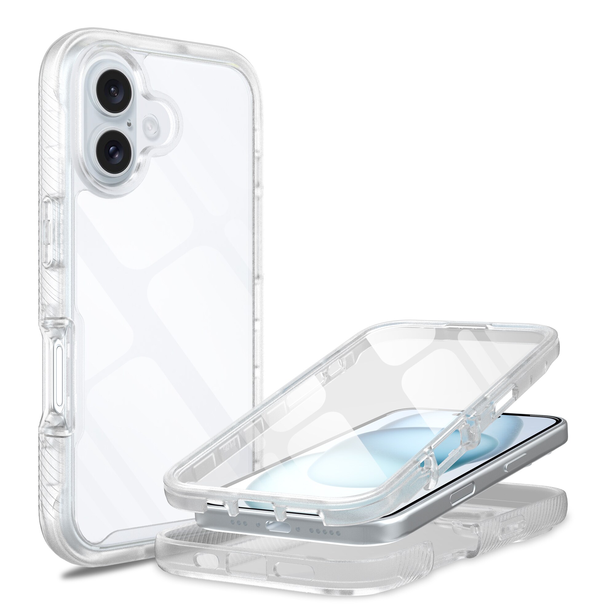 iPhone 16 Plus Mobilcover Full Protection, Gennemsigtig