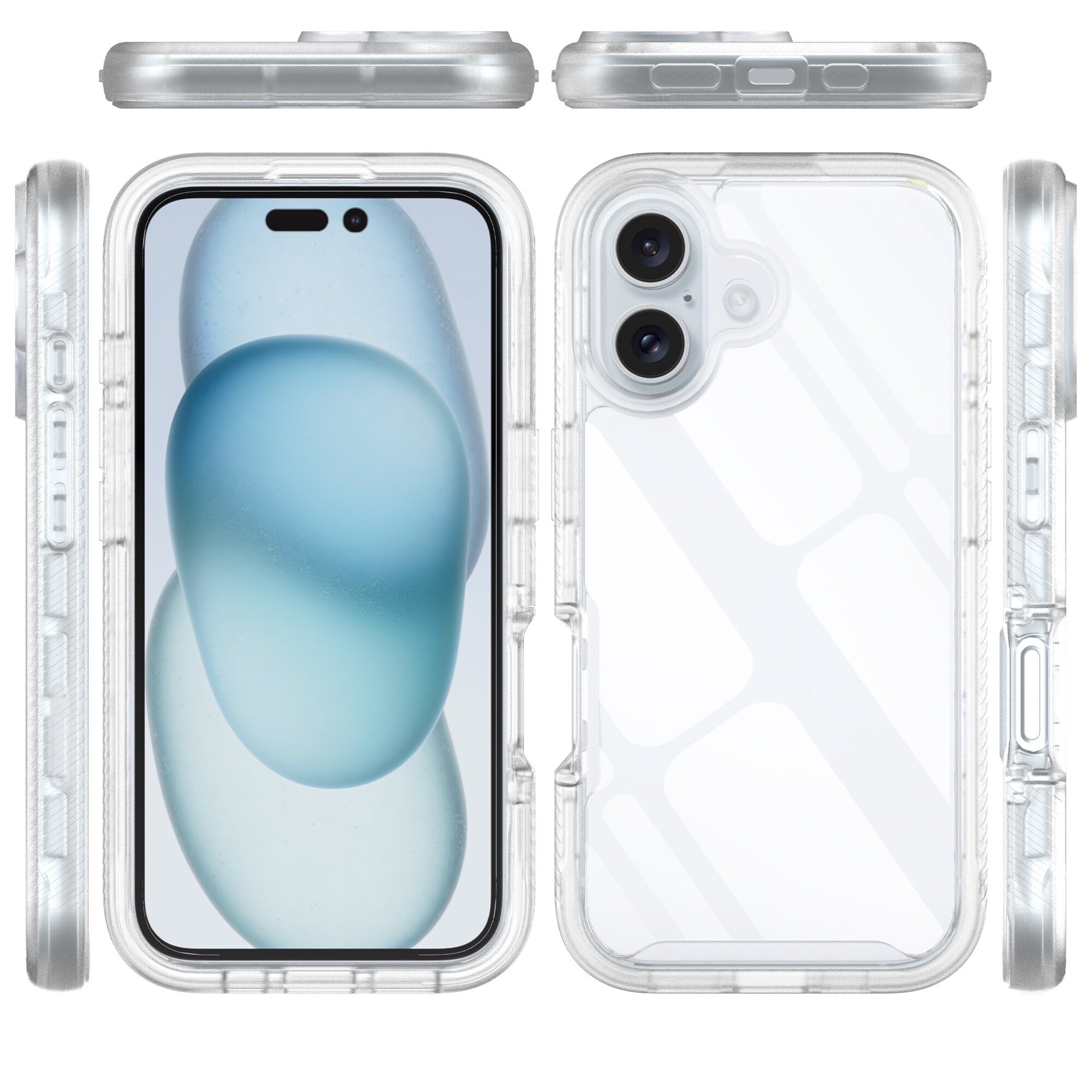 iPhone 16 Plus Mobilcover Full Protection, Gennemsigtig