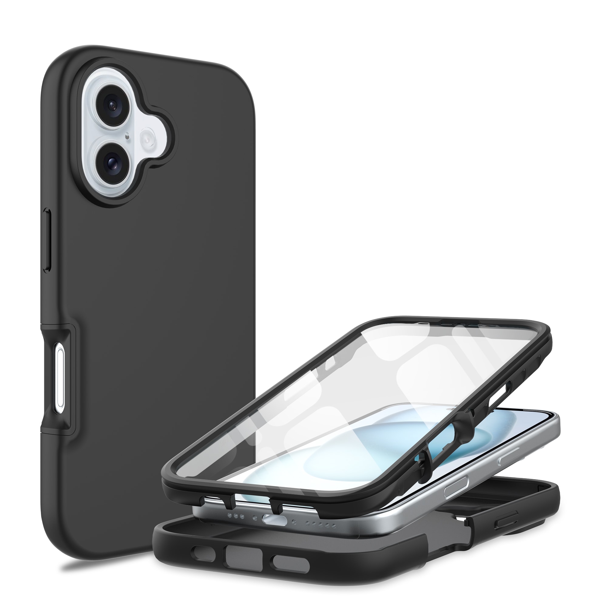 iPhone 16 Mobilcover Full Protection, Sort