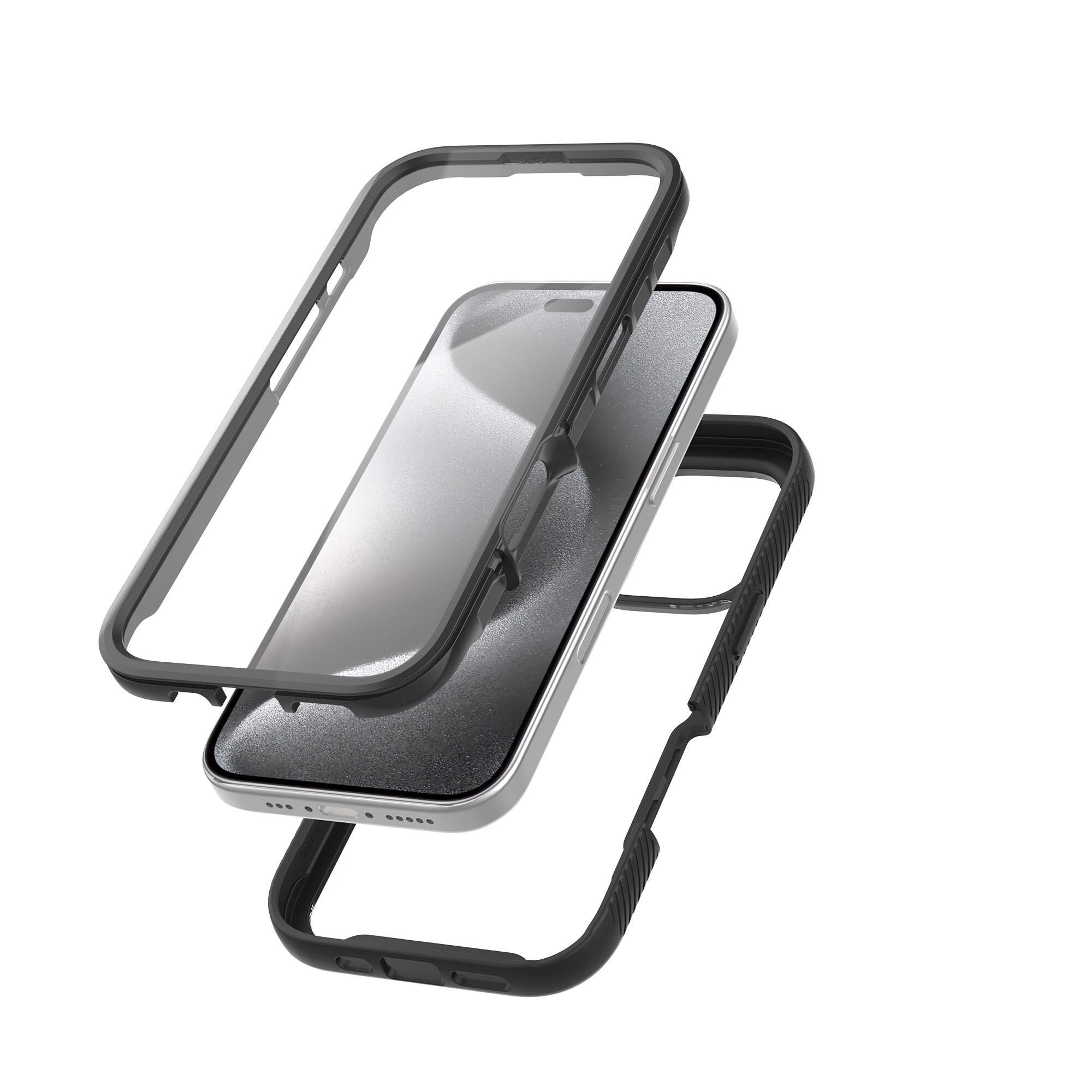 iPhone 16 Pro Max Mobilcover Full Protection, Sort/gennemsigtig