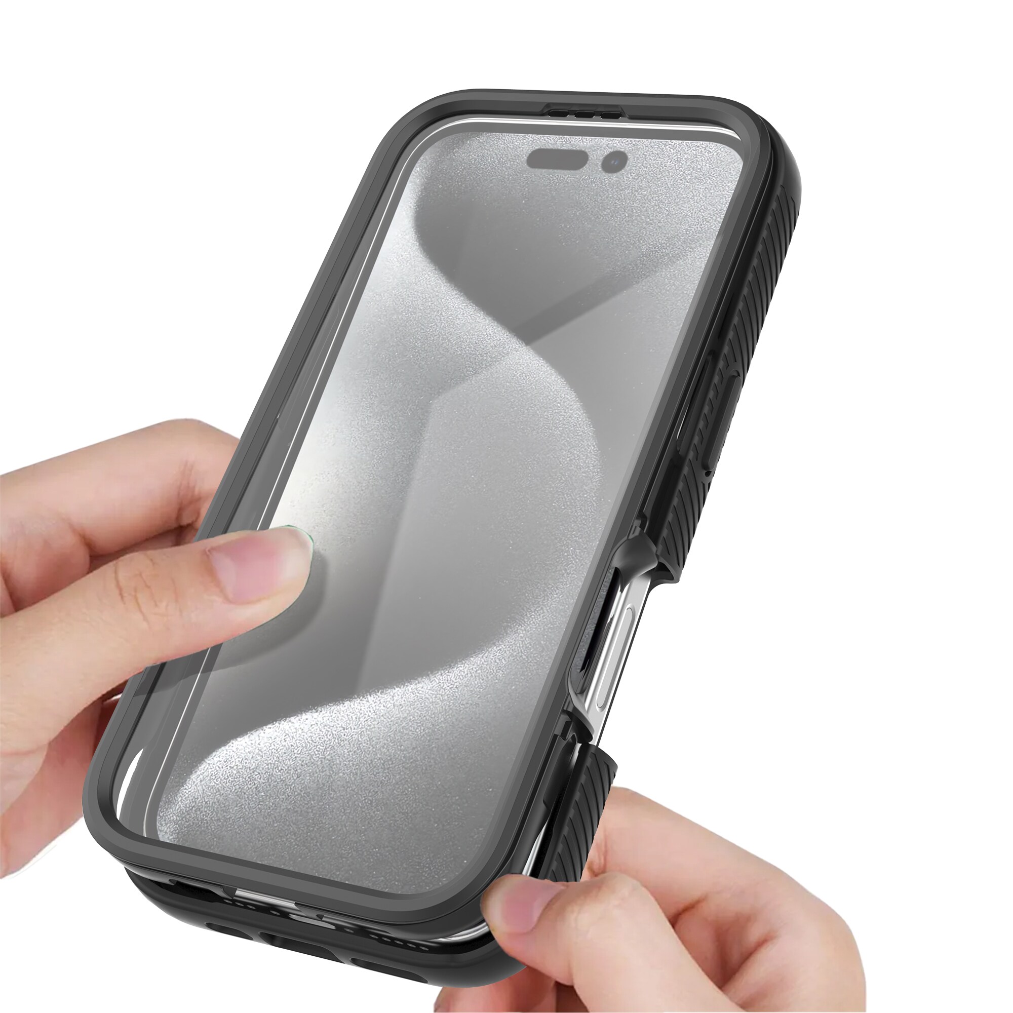 iPhone 16 Pro Max Mobilcover Full Protection, Sort/gennemsigtig