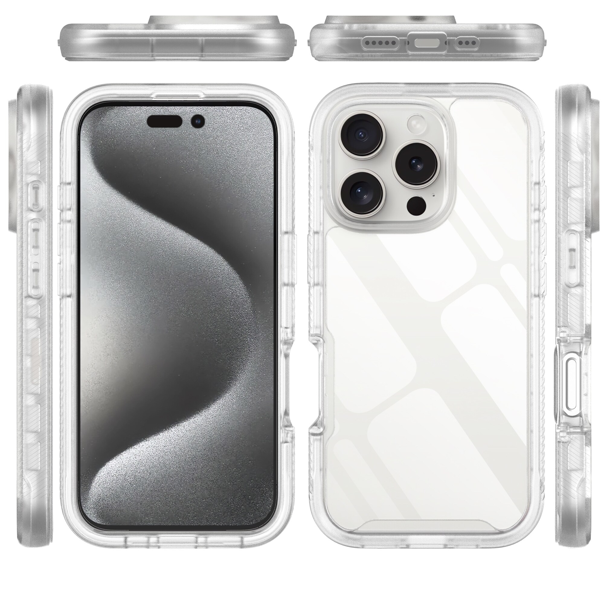 iPhone 16 Pro Max Mobilcover Full Protection, Gennemsigtig