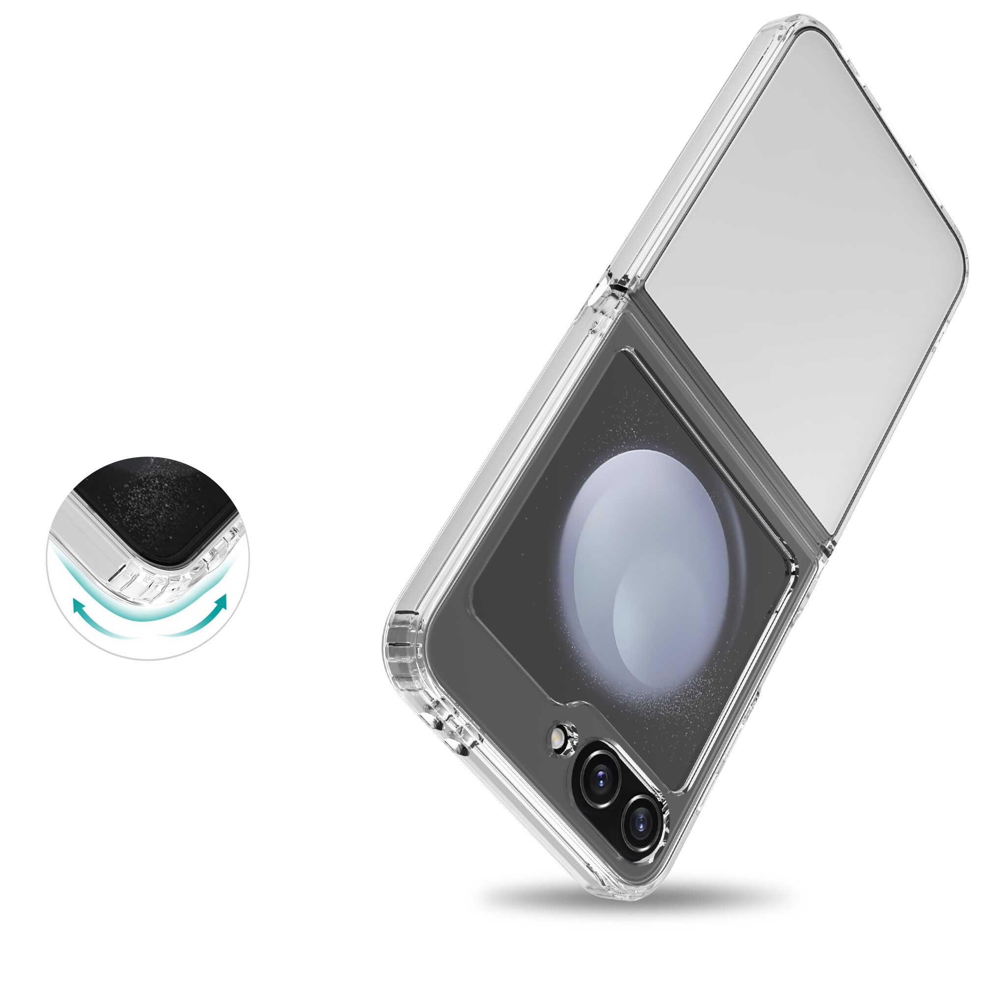 Samsung Galaxy Z Flip 7 FE Crystal Hybrid-cover, Gennemsigtig