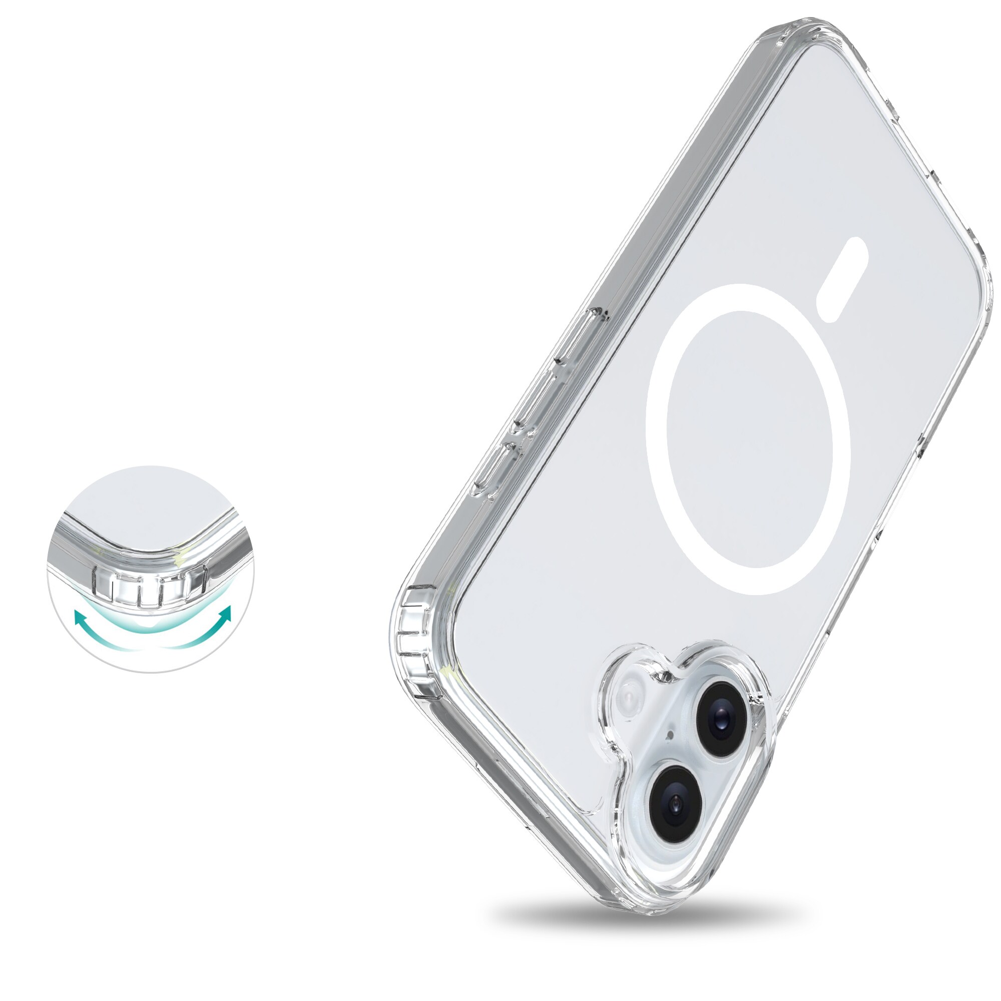 iPhone 16 Plus MagSafe Hybrid-cover, Gennemsigtig