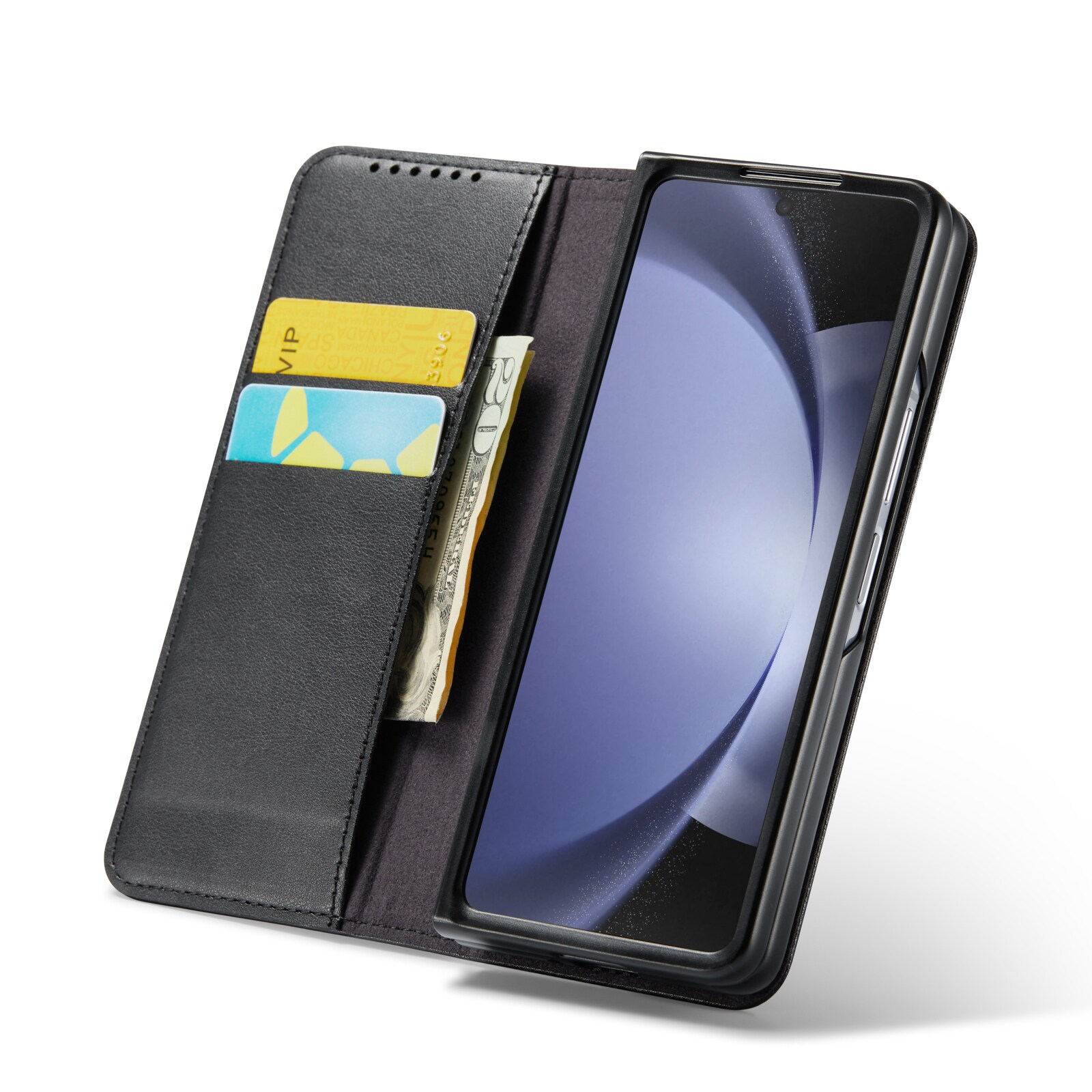 Samsung Galaxy Z Fold 7 Pungetui i ægte læder, Sort