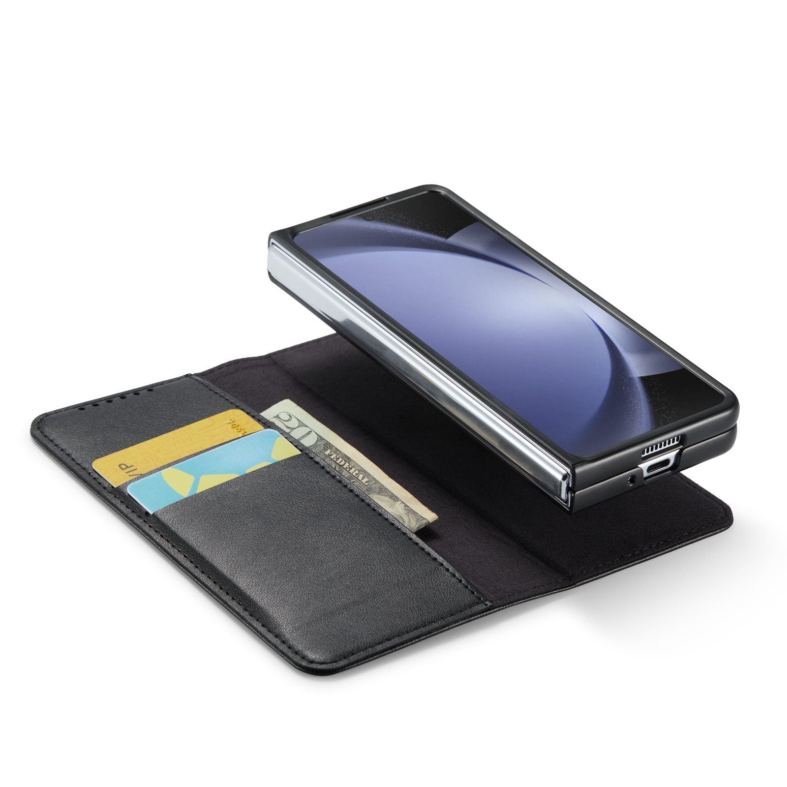 Samsung Galaxy Z Fold 7 Pungetui i ægte læder, Sort