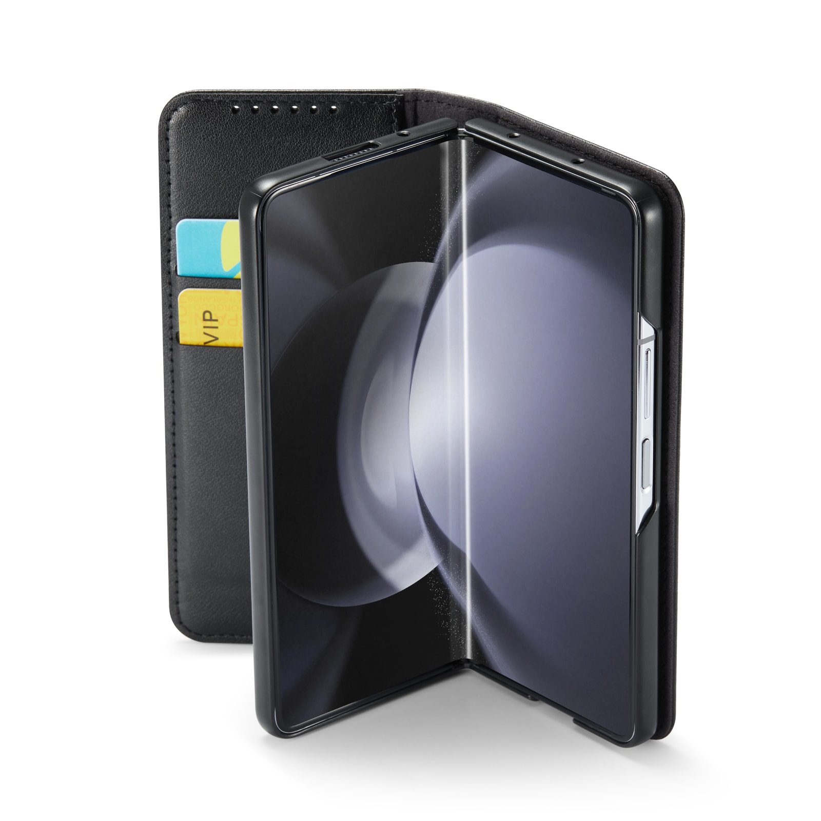 Samsung Galaxy Z Fold 7 Pungetui i ægte læder, Sort