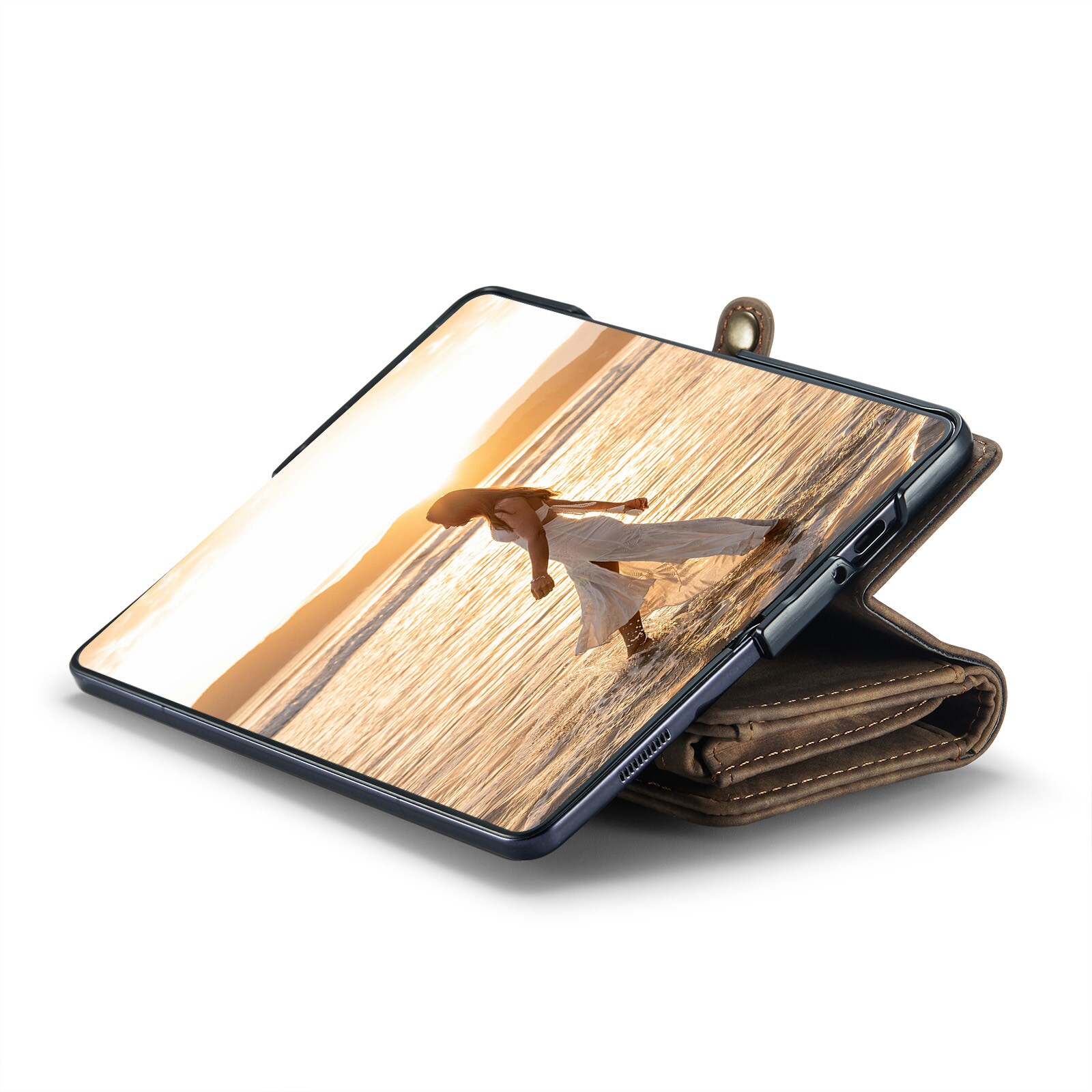 Samsung Galaxy Z Fold 6 Rummeligt pungetui med mange kortholdere, Brun