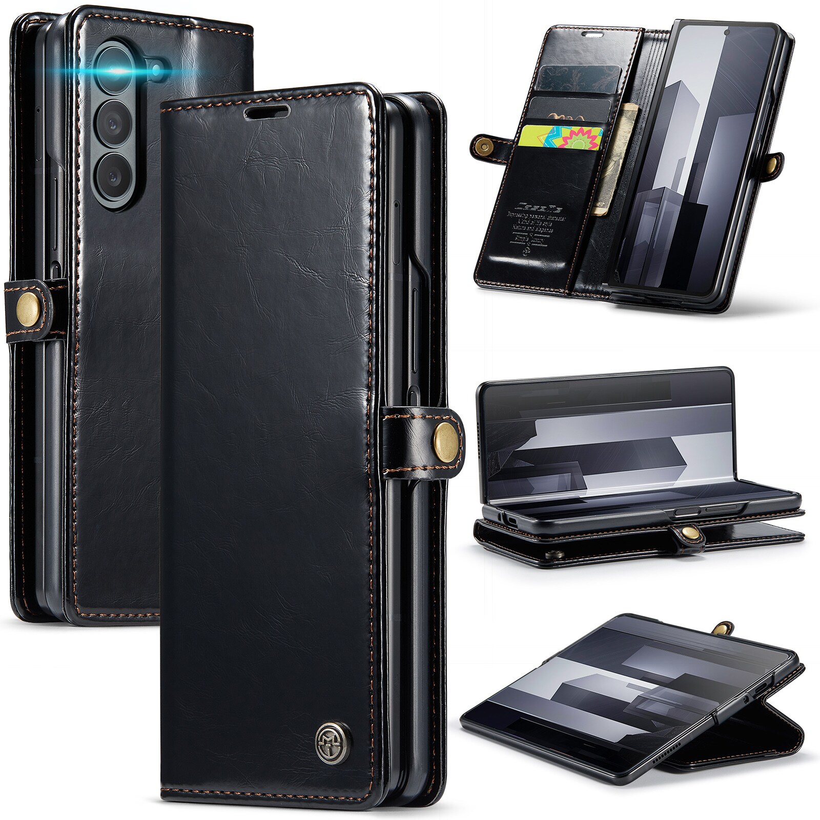Samsung Galaxy Z Fold 6 Læderetui, Sort