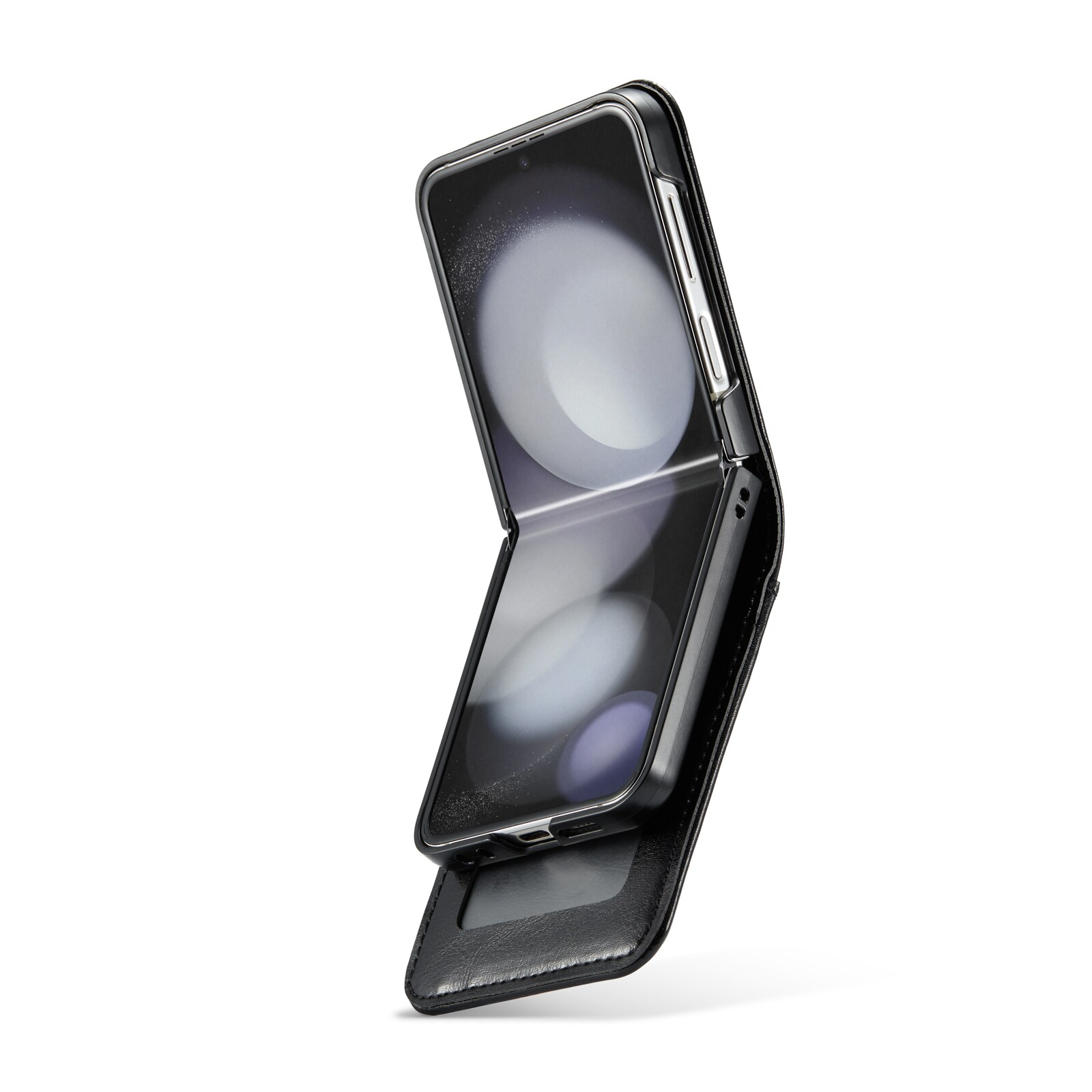 Samsung Galaxy Z Flip 7 FE Pungetui i ægte læder, Sort