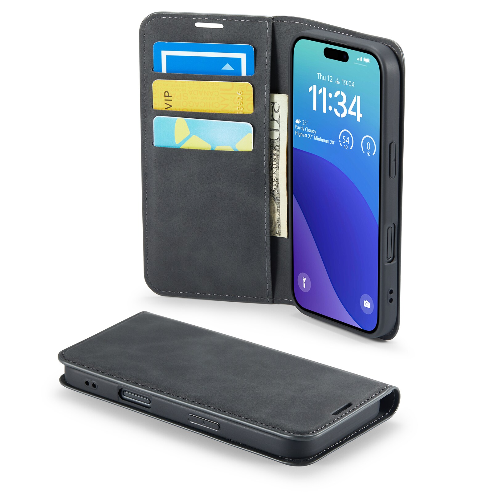 iPhone 16 Pro Max Slankt etui med kortholder, Sort