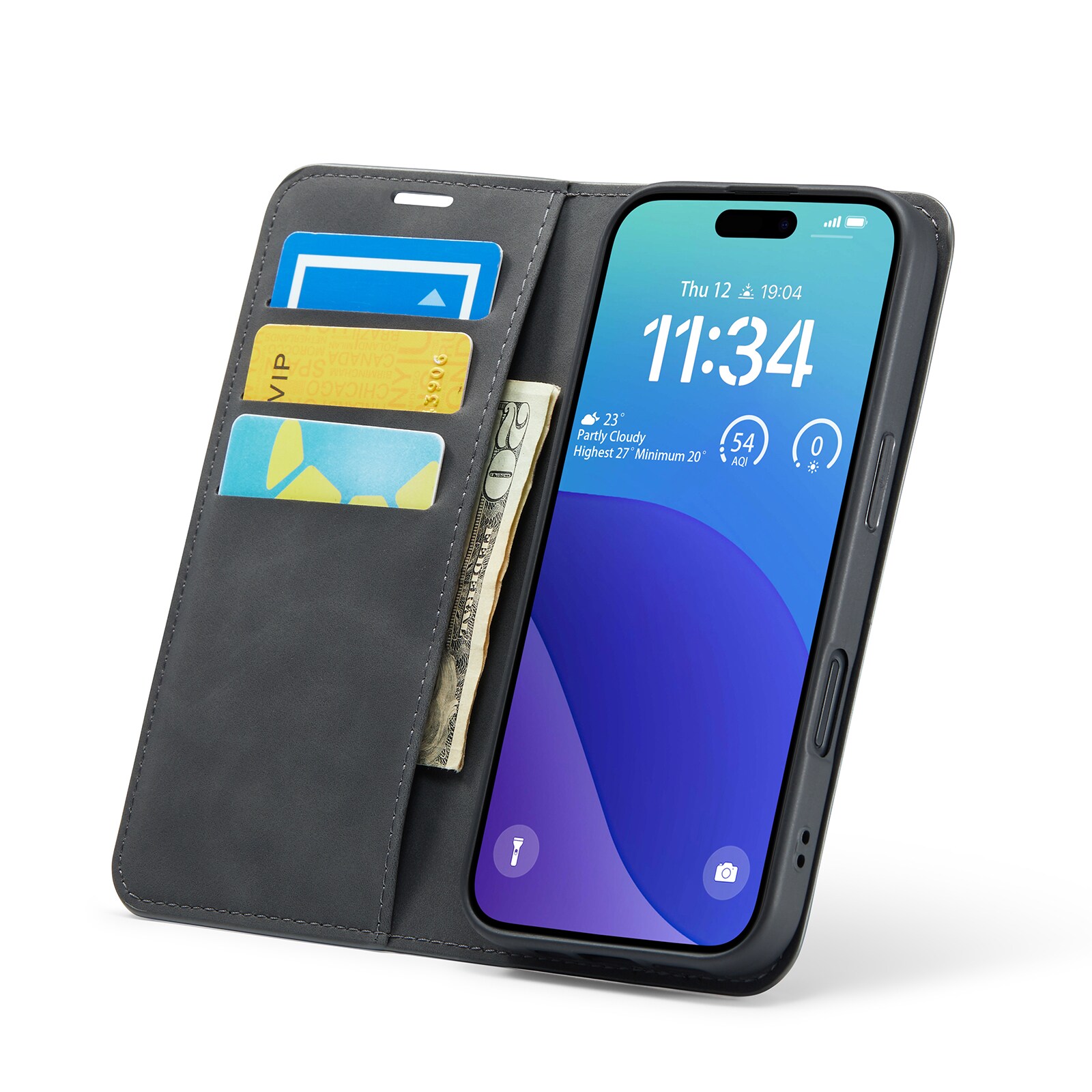 iPhone 16 Pro Max Slankt etui med kortholder, Sort