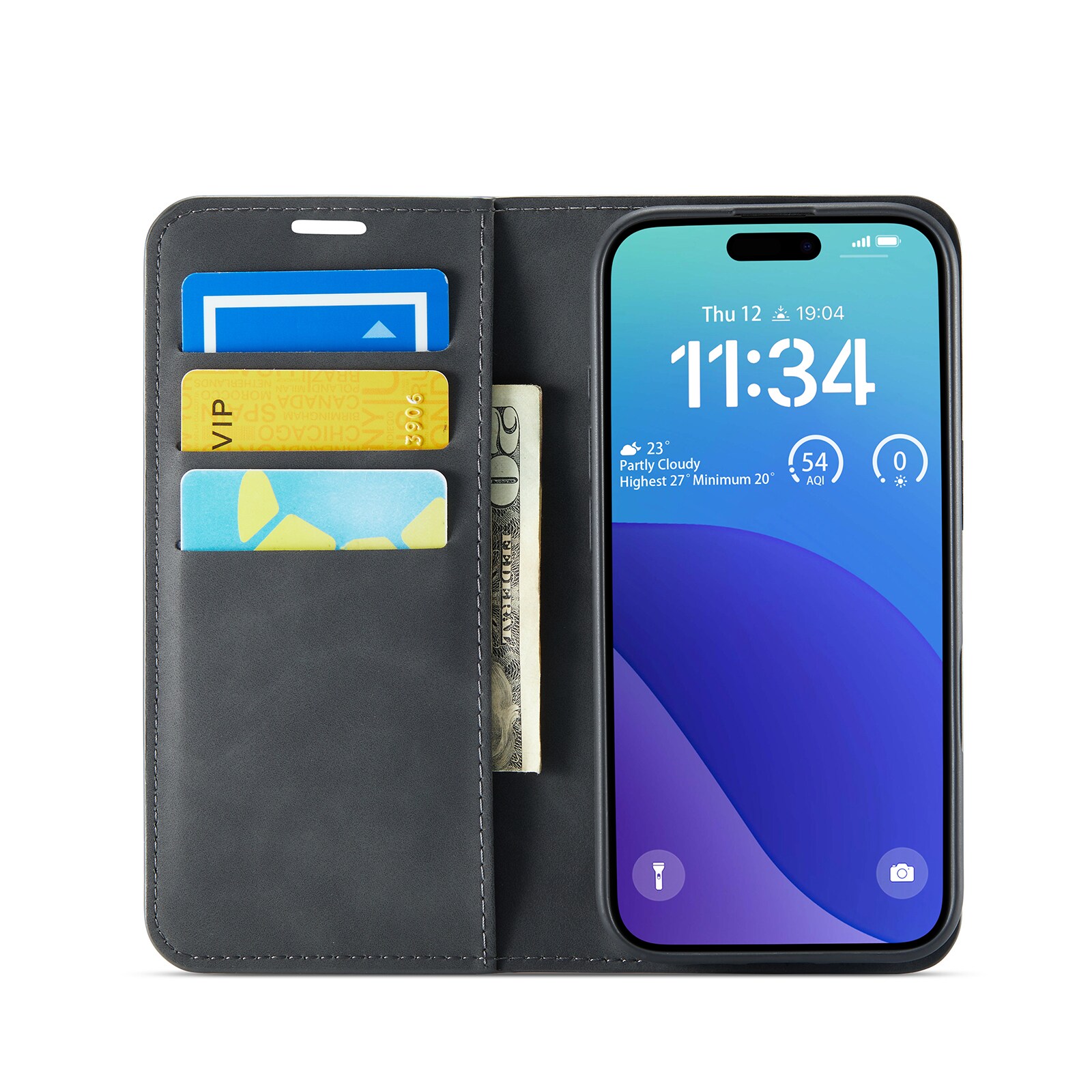 iPhone 16 Pro Max Slankt etui med kortholder, Sort