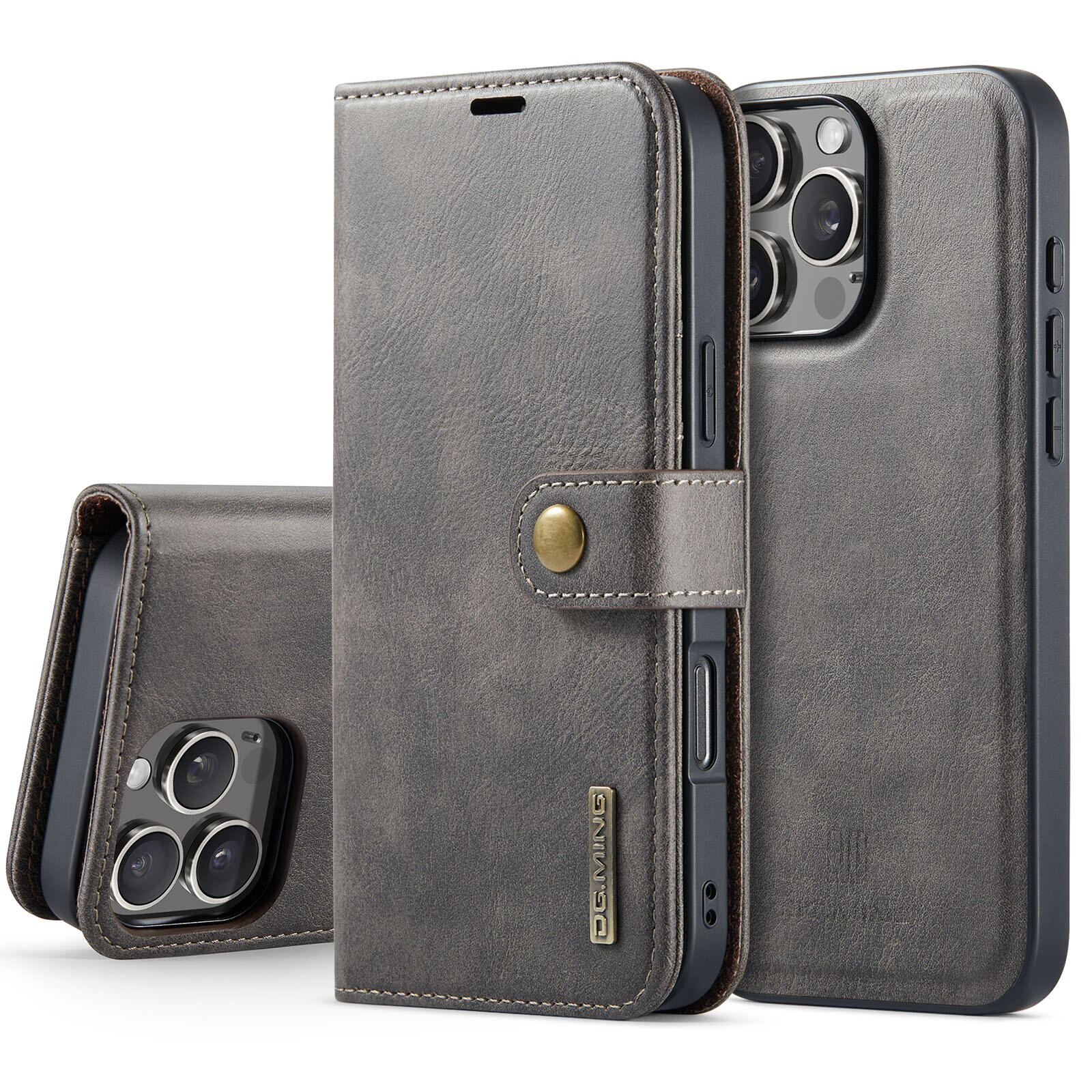 iPhone 16 Pro Max Pungetui med aftageligt cover, Brown