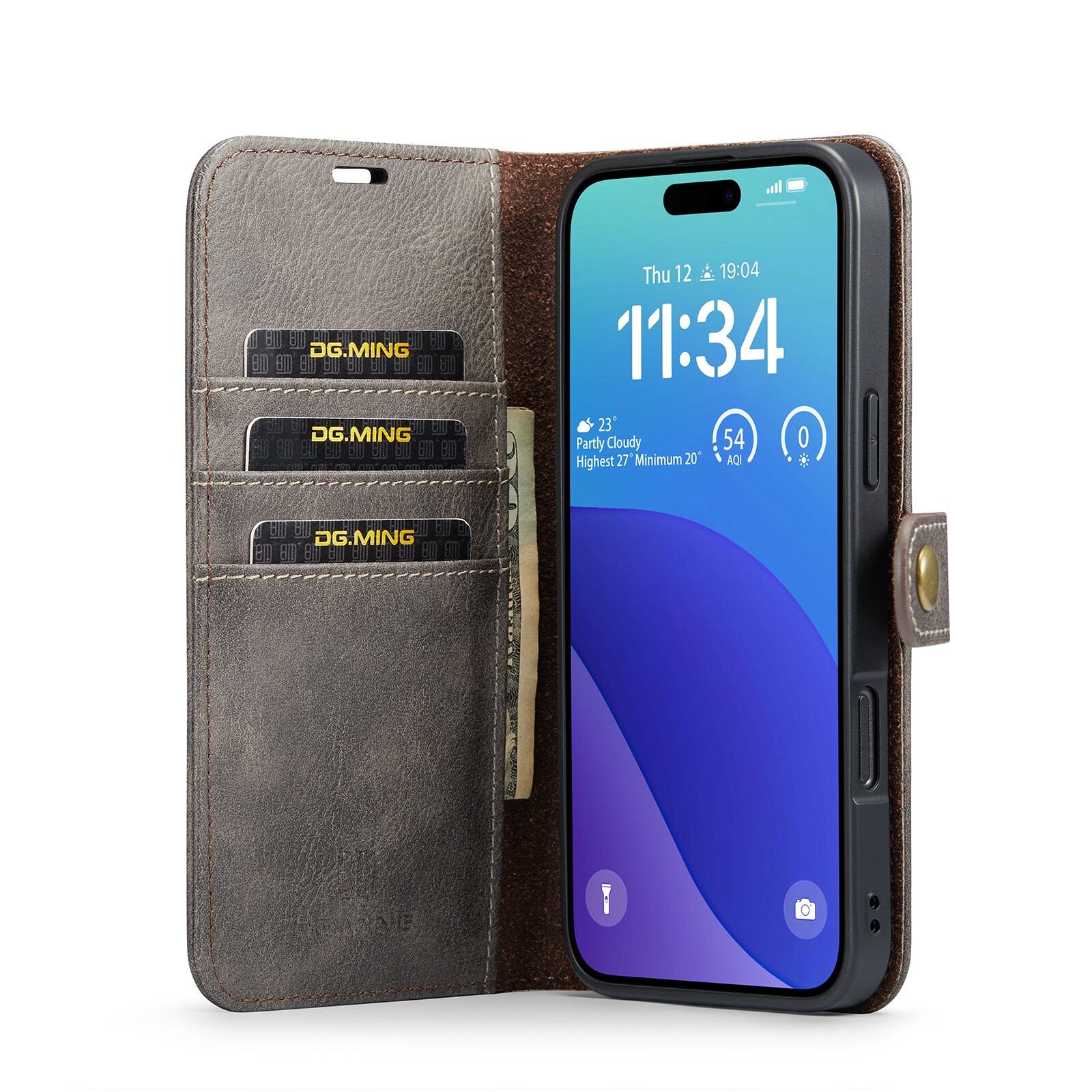 iPhone 16 Pro Max Pungetui med aftageligt cover, Brown