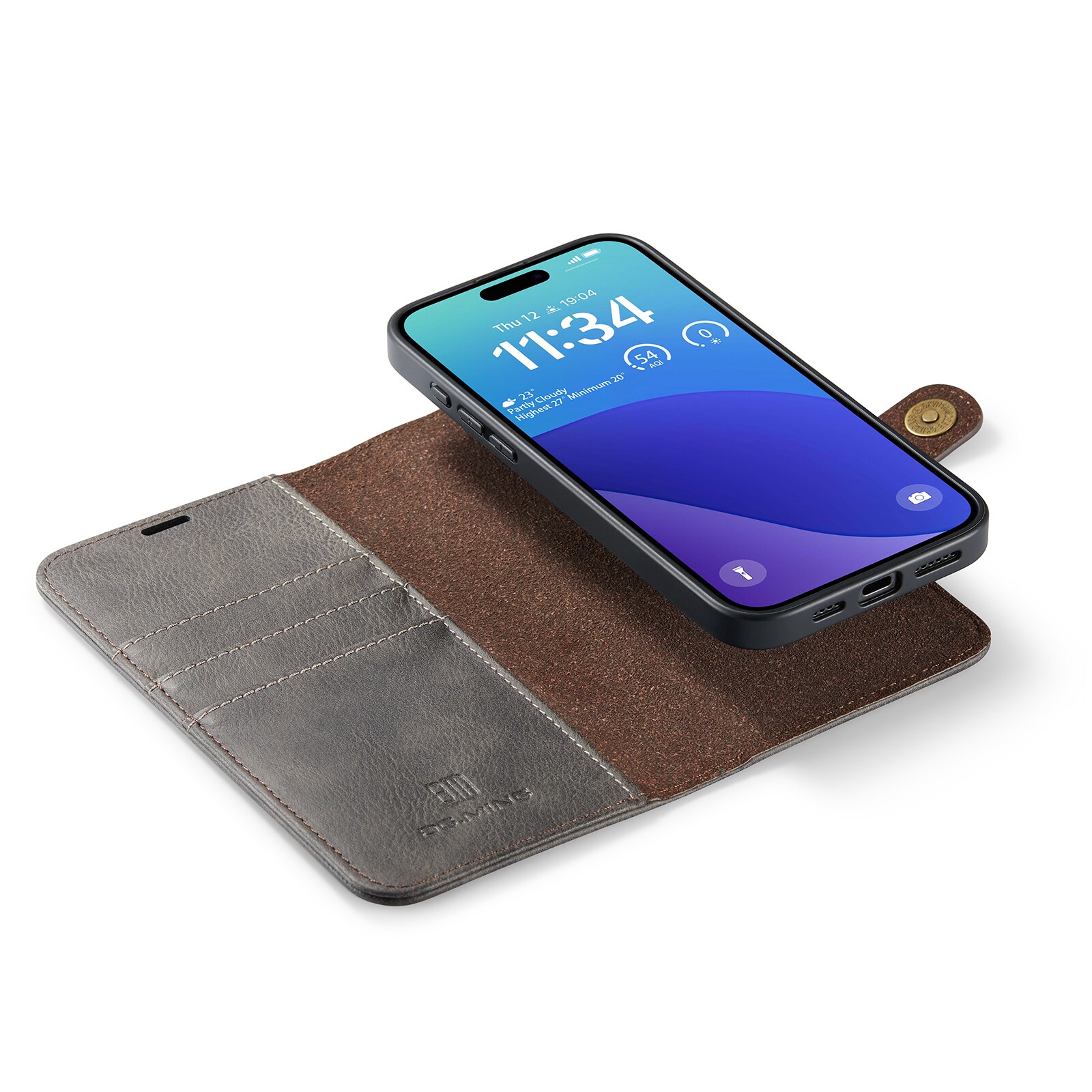 iPhone 16 Pro Max Pungetui med aftageligt cover, Brown