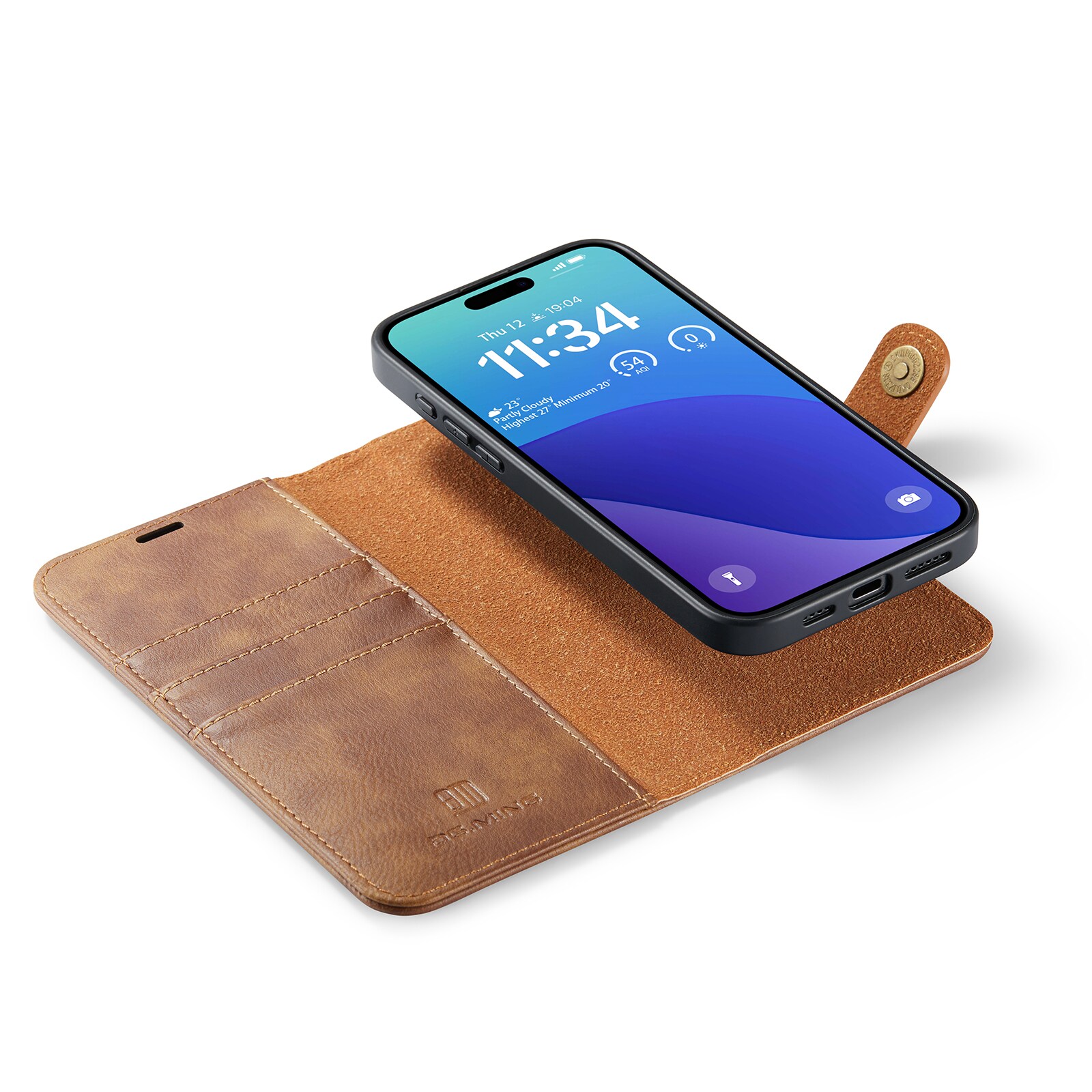 iPhone 16 Pro Max Pungetui med aftageligt cover, Cognac