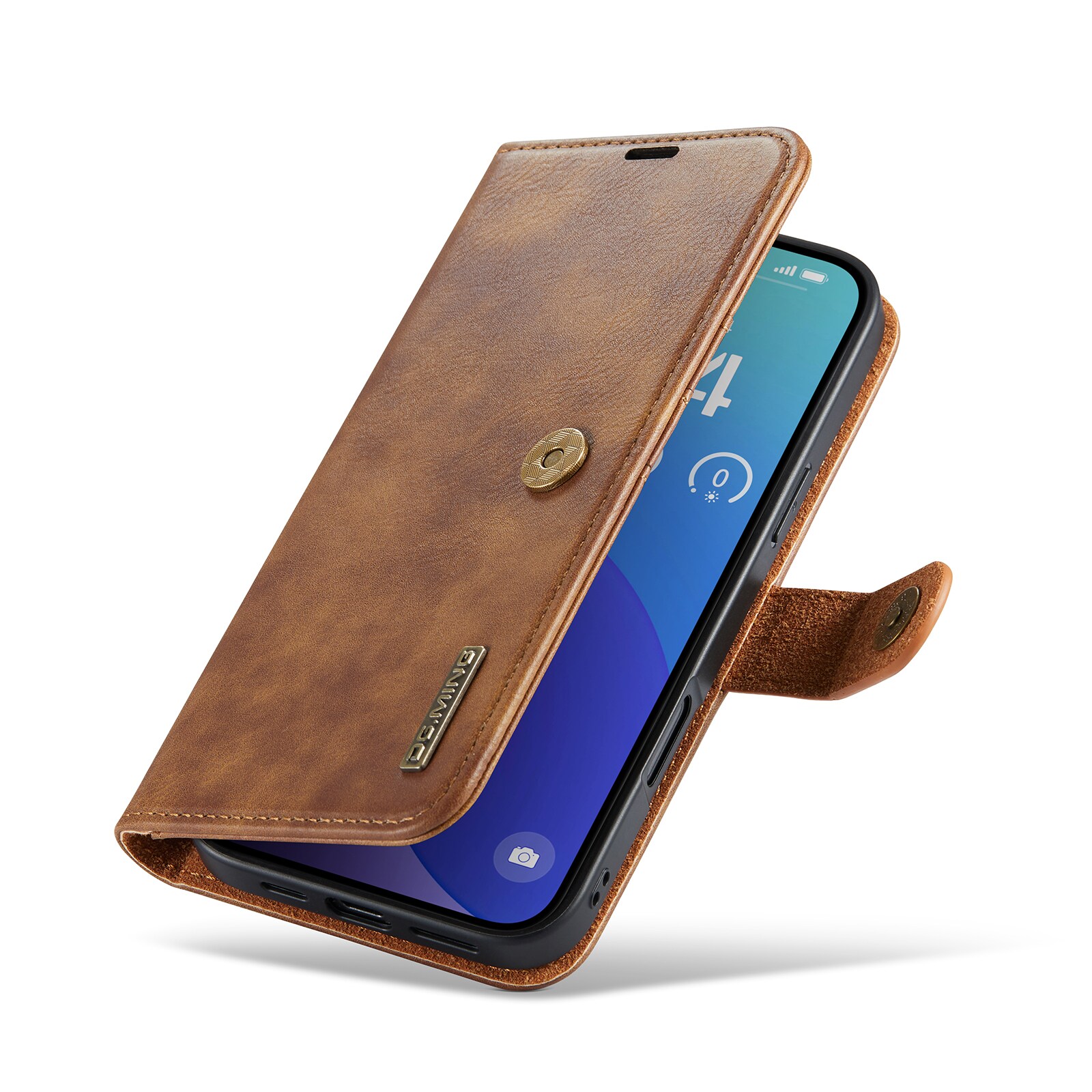 iPhone 16 Pro Max Pungetui med aftageligt cover, Cognac