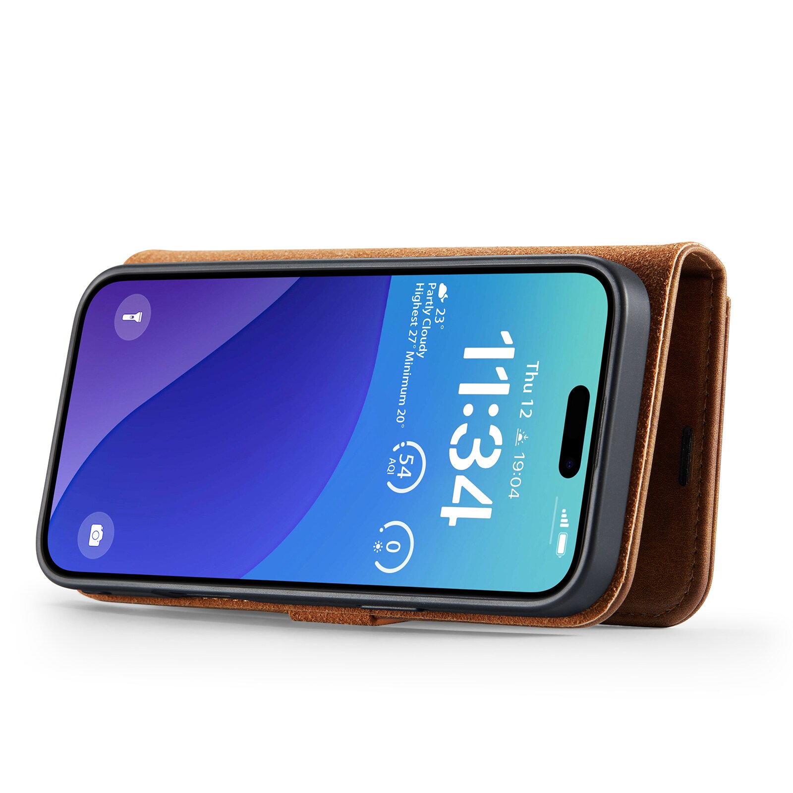 iPhone 16 Pro Max Pungetui med aftageligt cover, Cognac