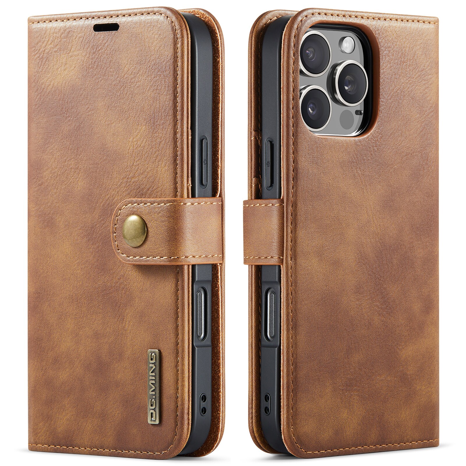 iPhone 16 Pro Max Pungetui med aftageligt cover, Cognac