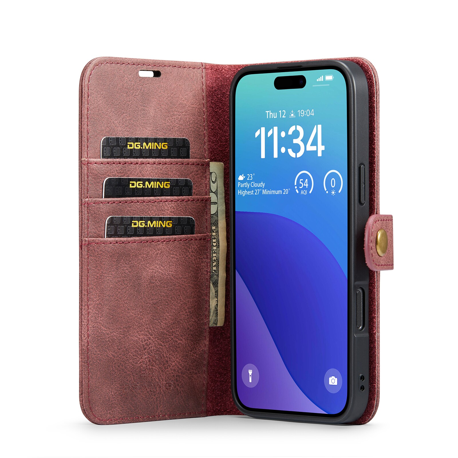 iPhone 16 Pro Max Pungetui med aftageligt cover, Red
