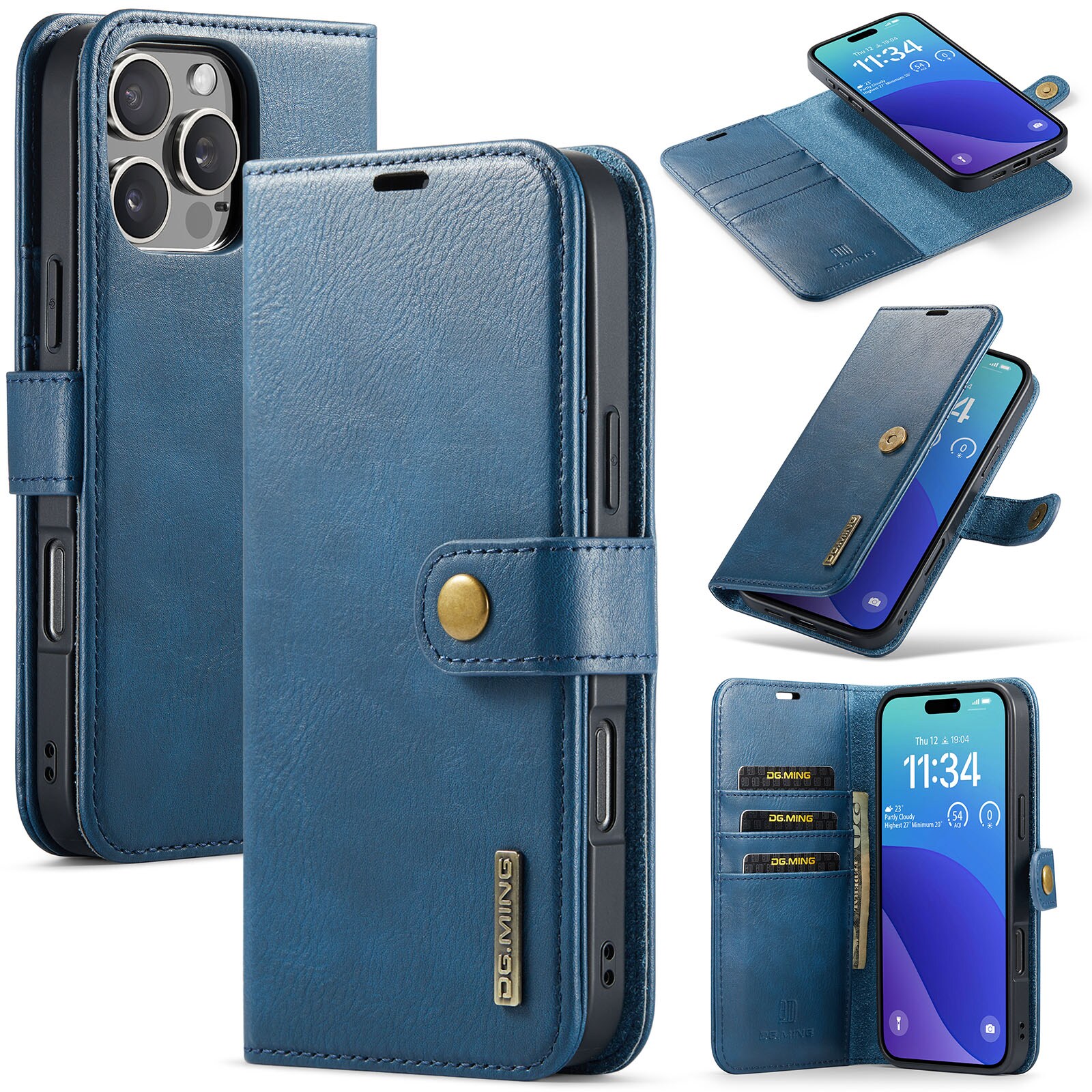 iPhone 16 Pro Max Pungetui med aftageligt cover, Blue