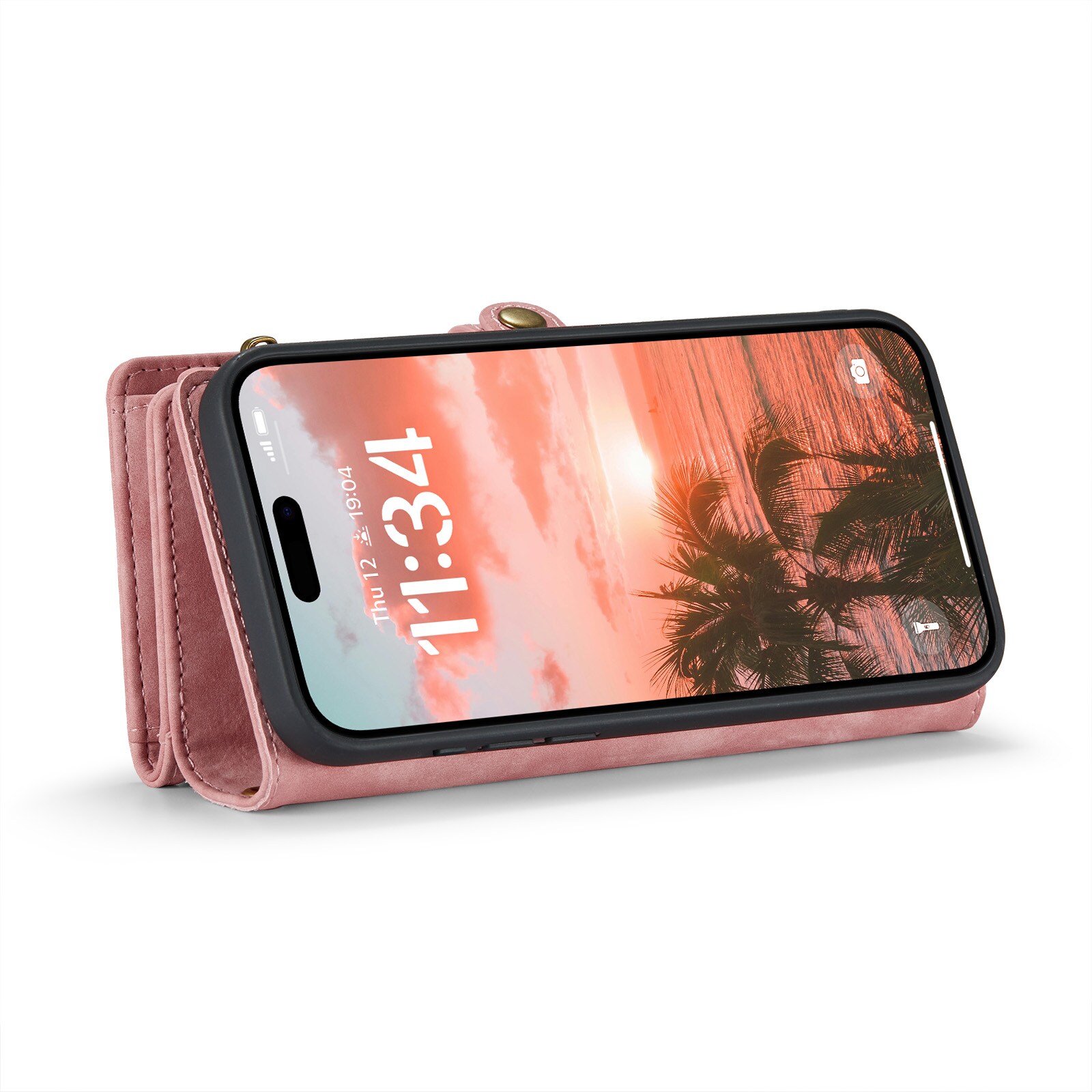 iPhone 16 Plus Rummeligt pungetui med mange kortholdere, Lyserød