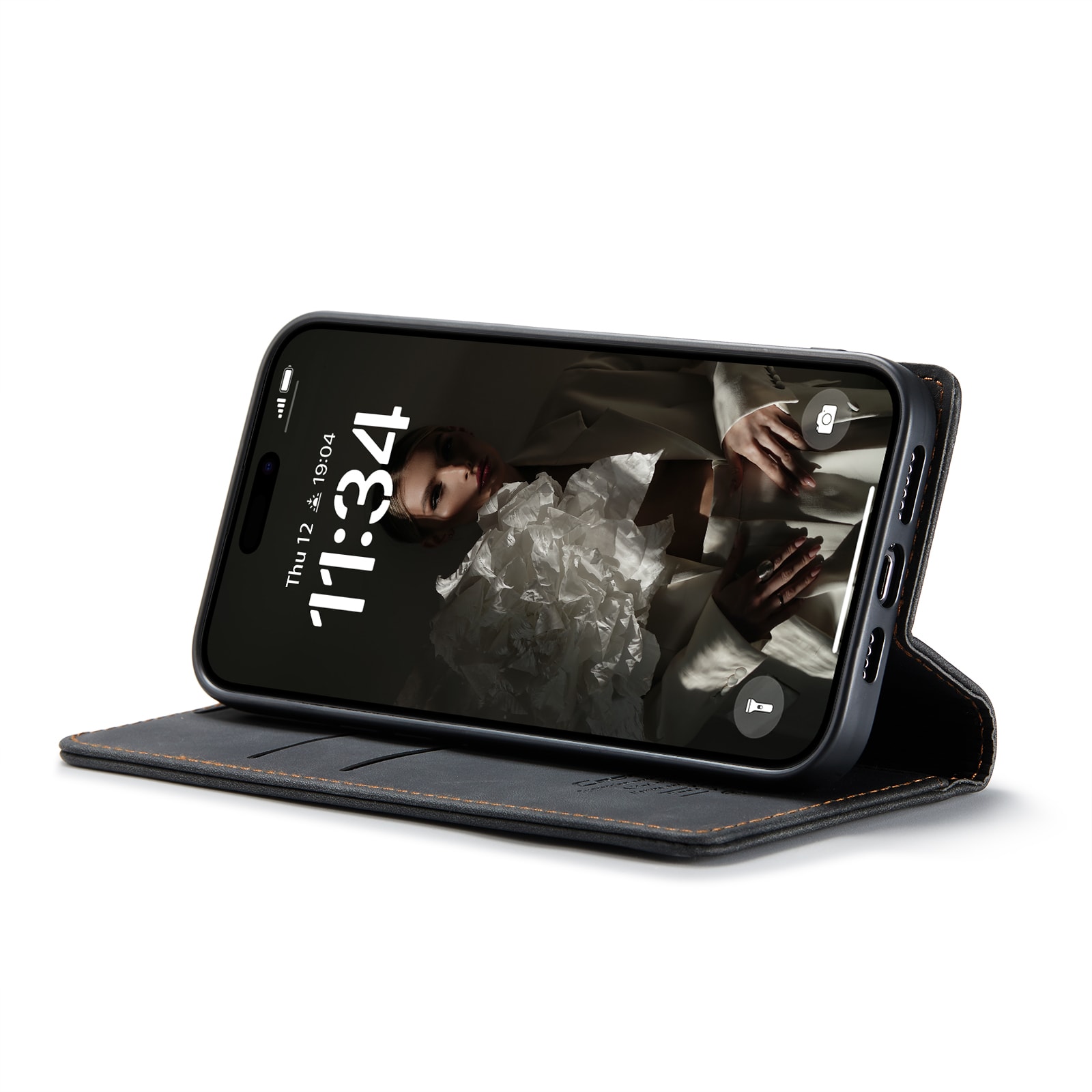 iPhone 16 Slankt pungetui, Sort