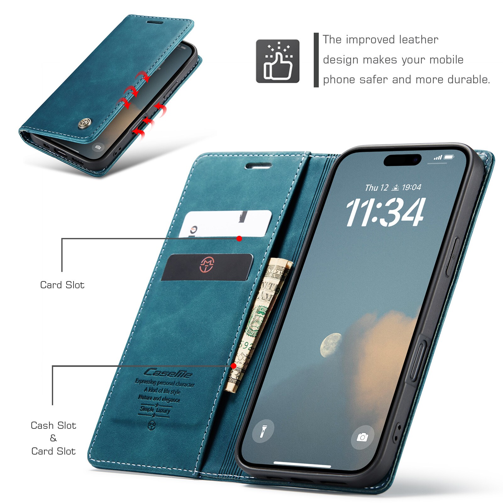 iPhone 16 Slankt pungetui, Blå