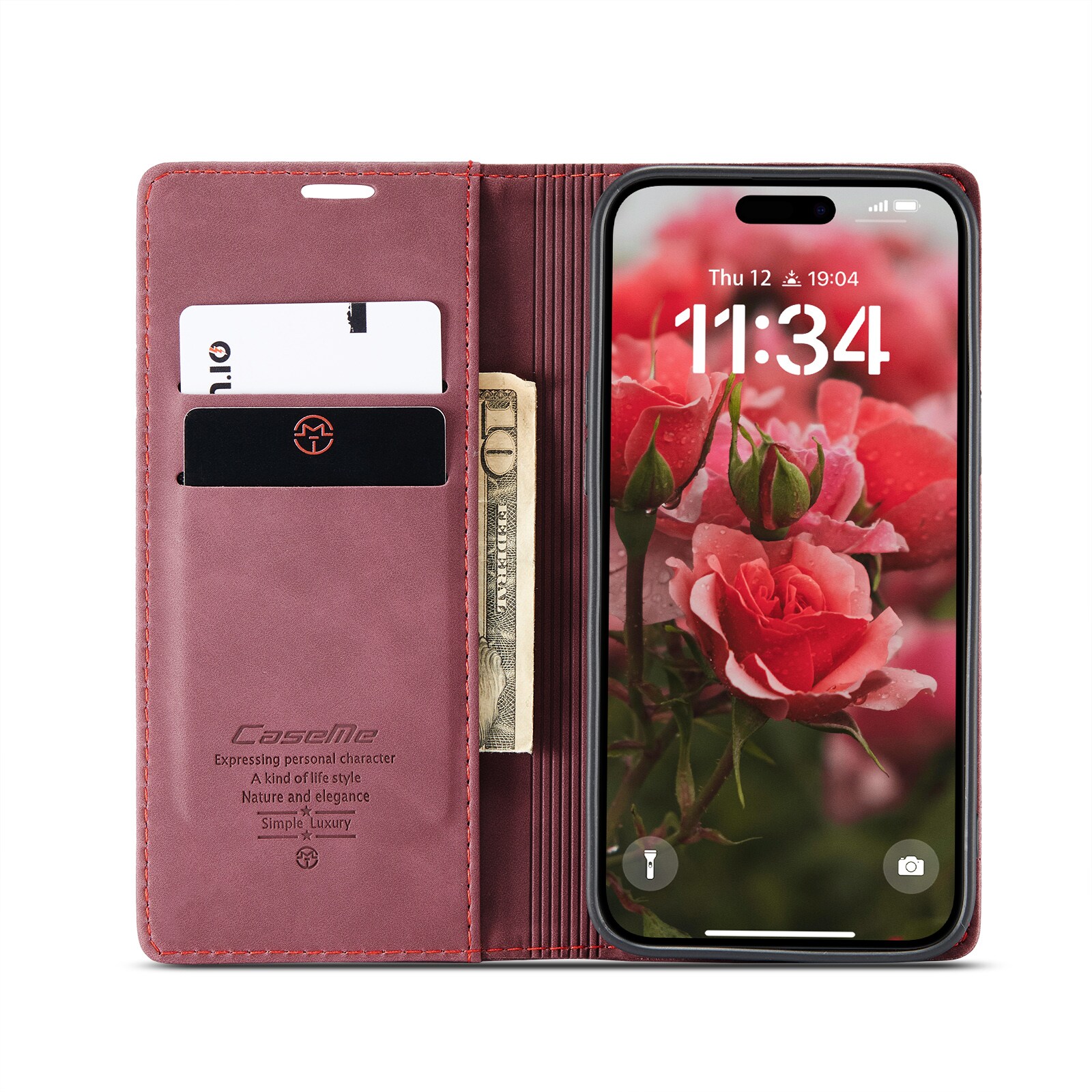iPhone 16 Slankt pungetui, Rød