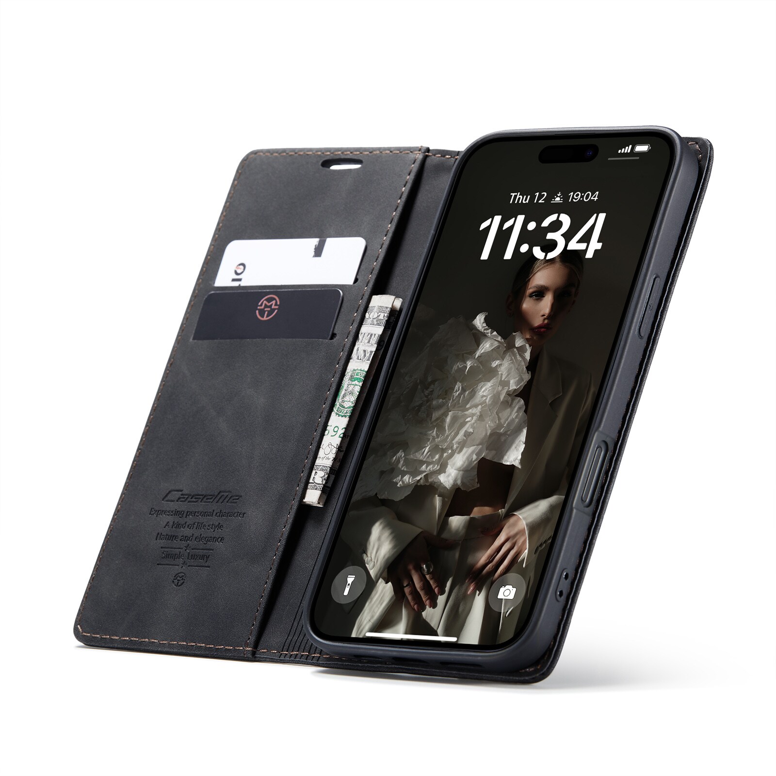 iPhone 16 Pro Slankt pungetui, Sort