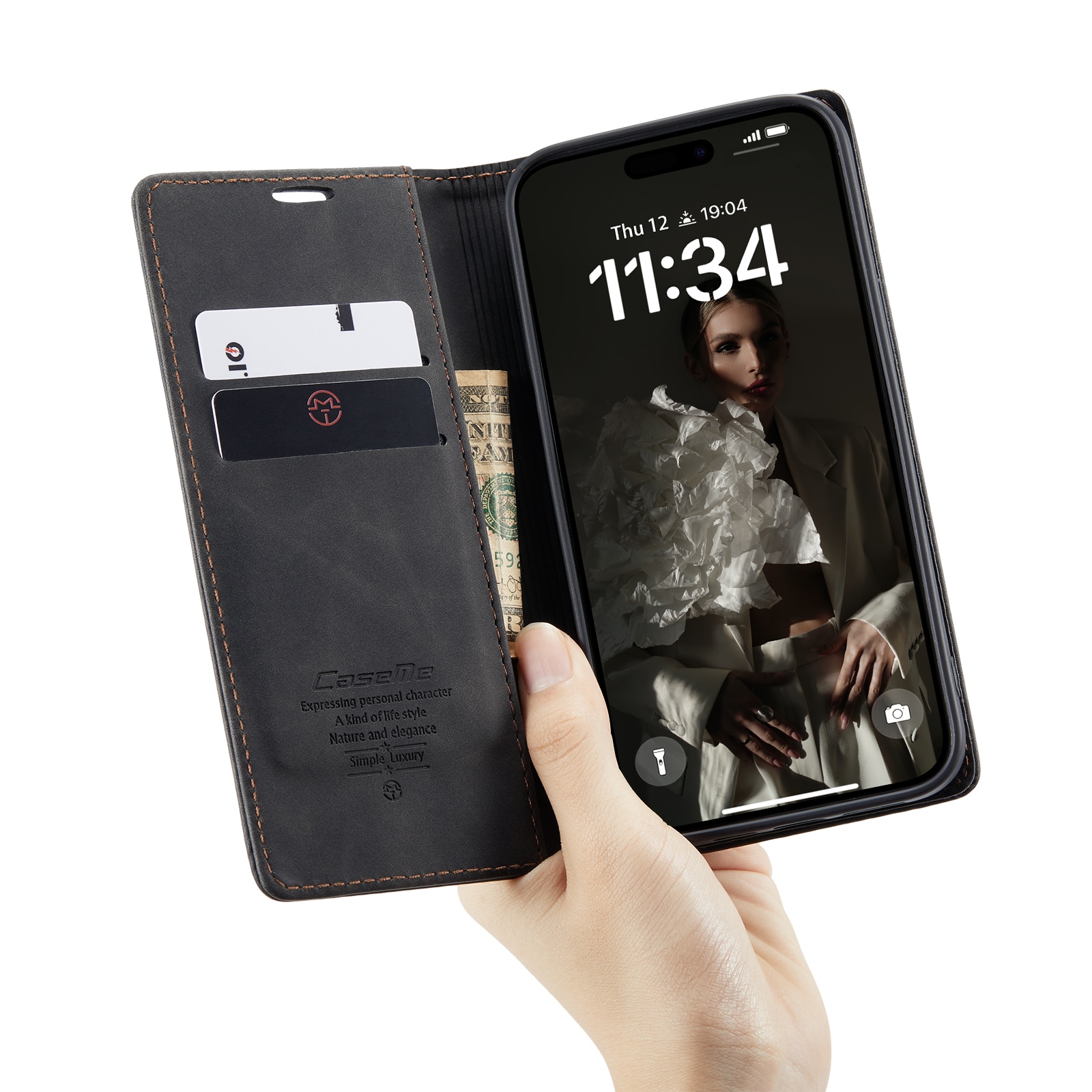 iPhone 16 Pro Slankt pungetui, Sort