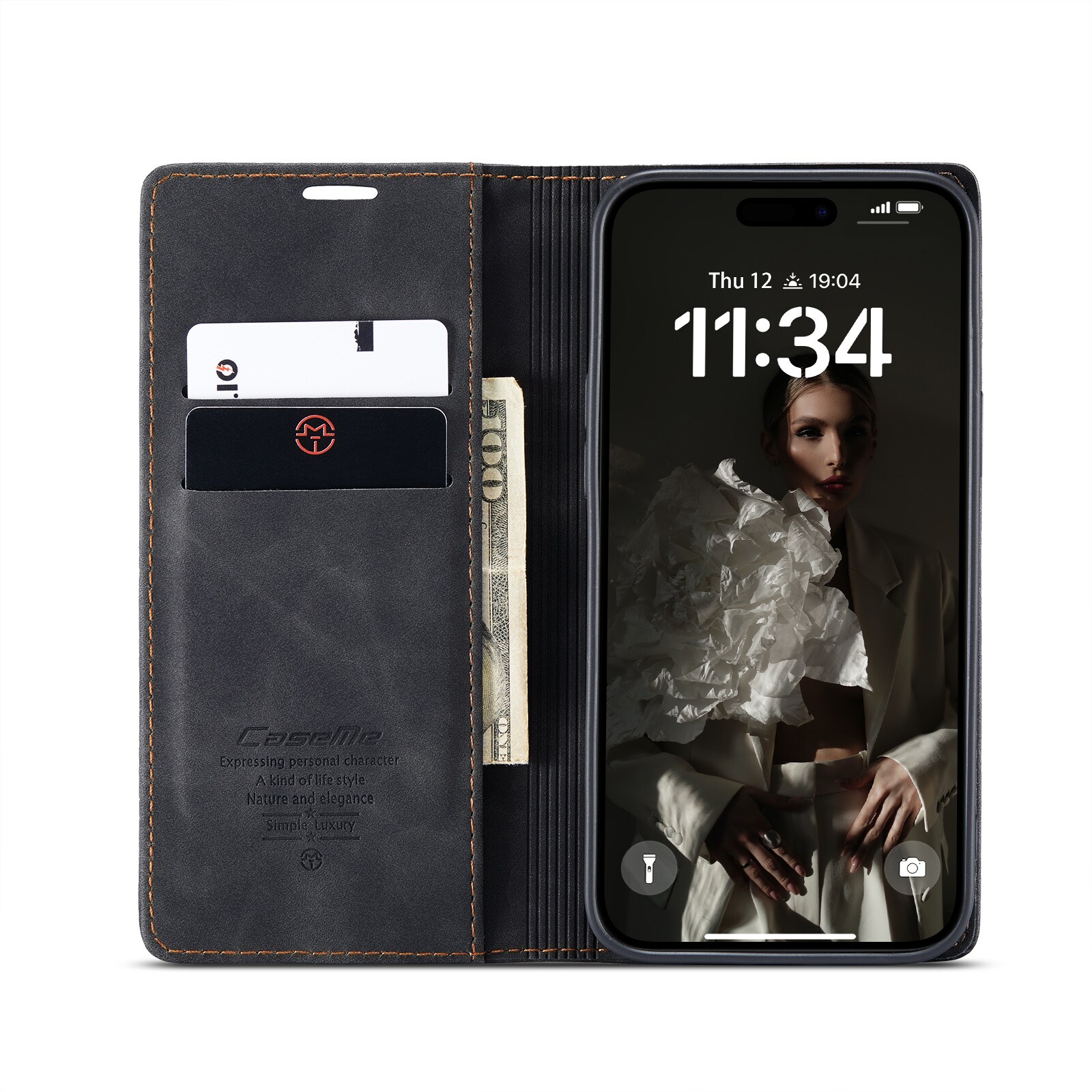 iPhone 16 Pro Slankt pungetui, Sort