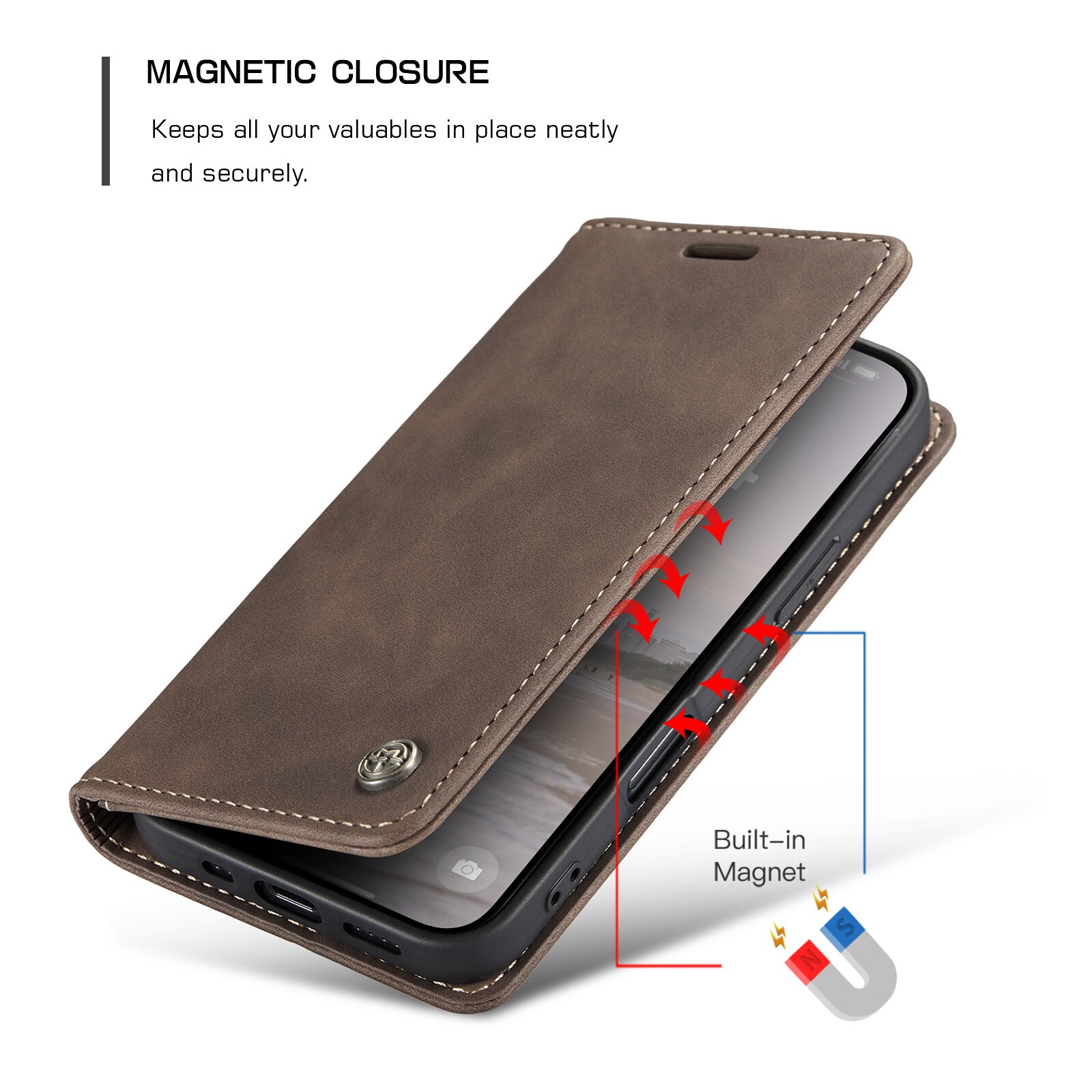 iPhone 16 Pro Slankt pungetui, Brun