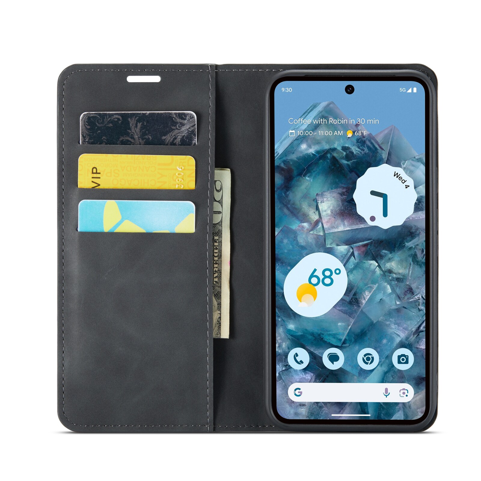 Google Pixel 9 Pro XL Slankt etui med kortholder, Sort